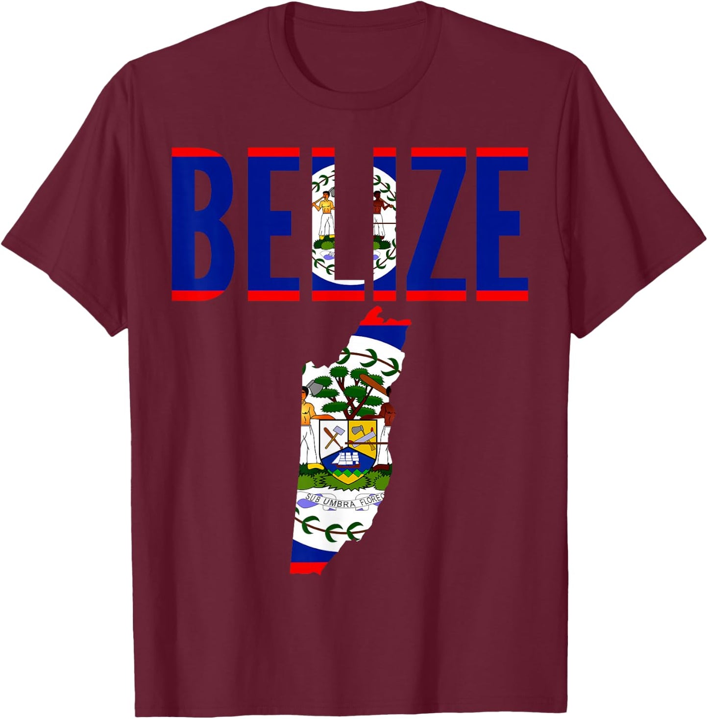 Belizean - Belize Country Map Flag T-Shirt - T-Shirt | Maroon