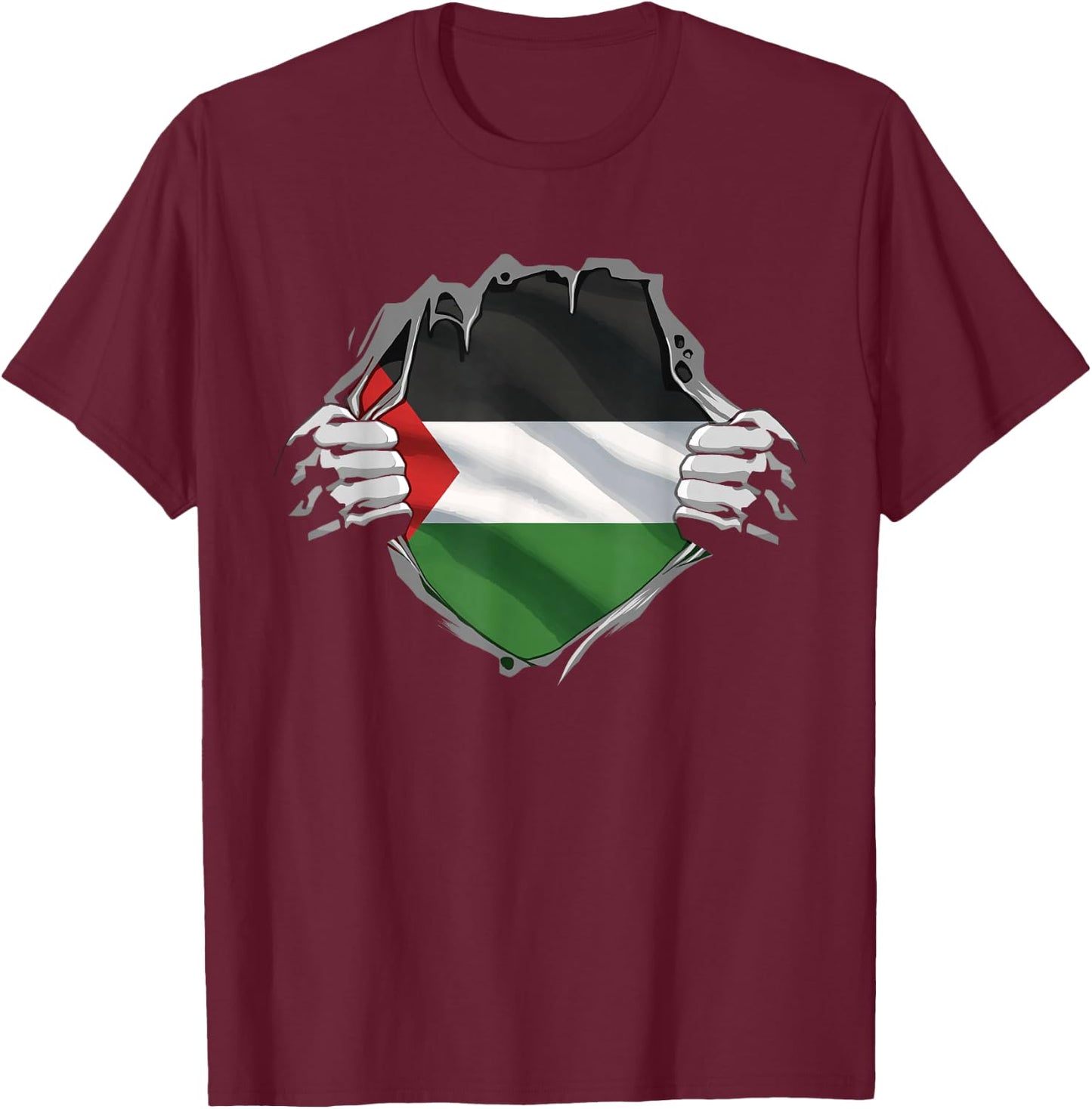 Palestine Shirt Palestinian Flag Arabic Roots Heritage DNA T-Shirt - T-Shirt | Maroon