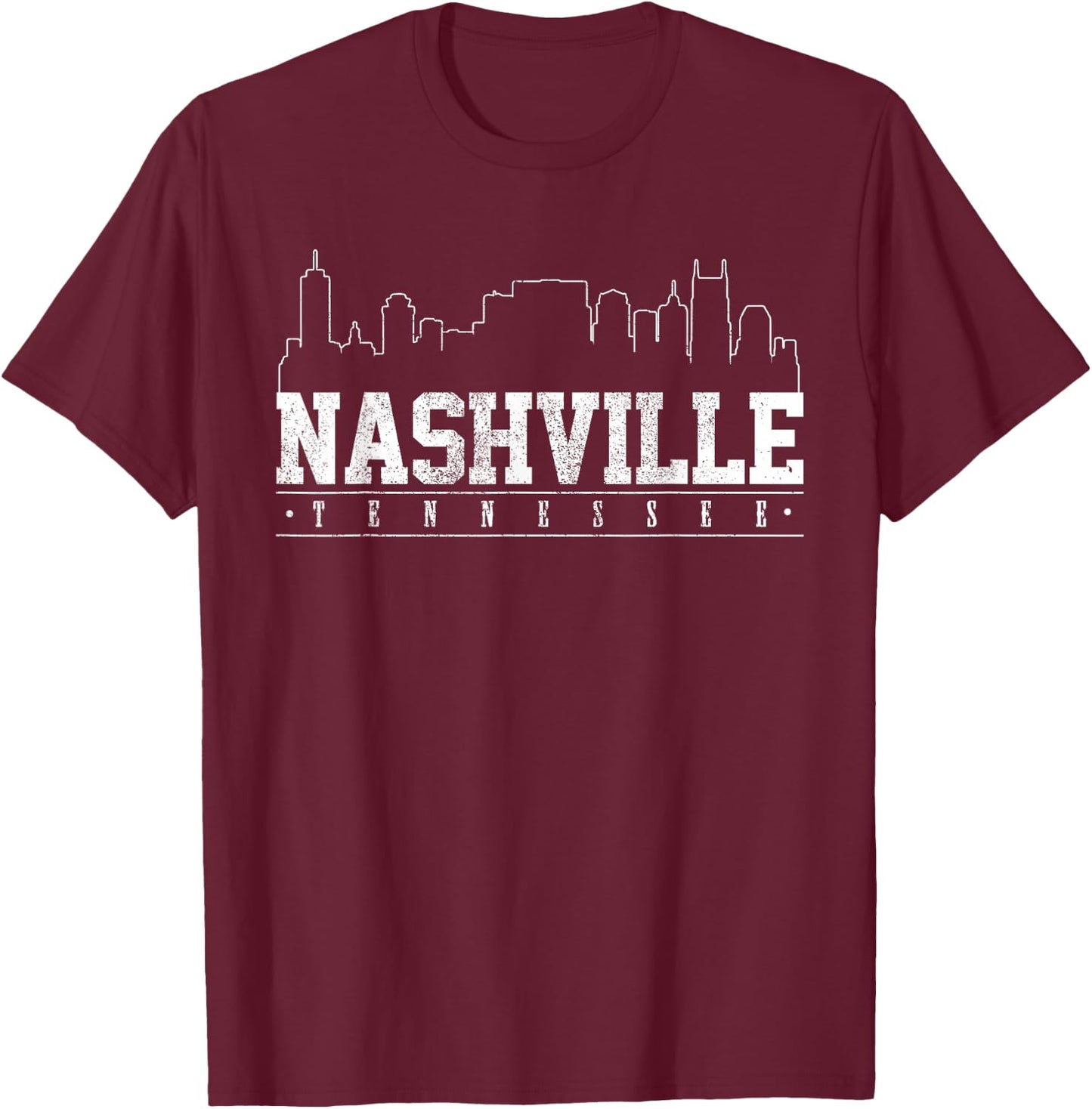 Nashville Tennessee City of Music Skyline T-Shirt - T-Shirt | Maroon