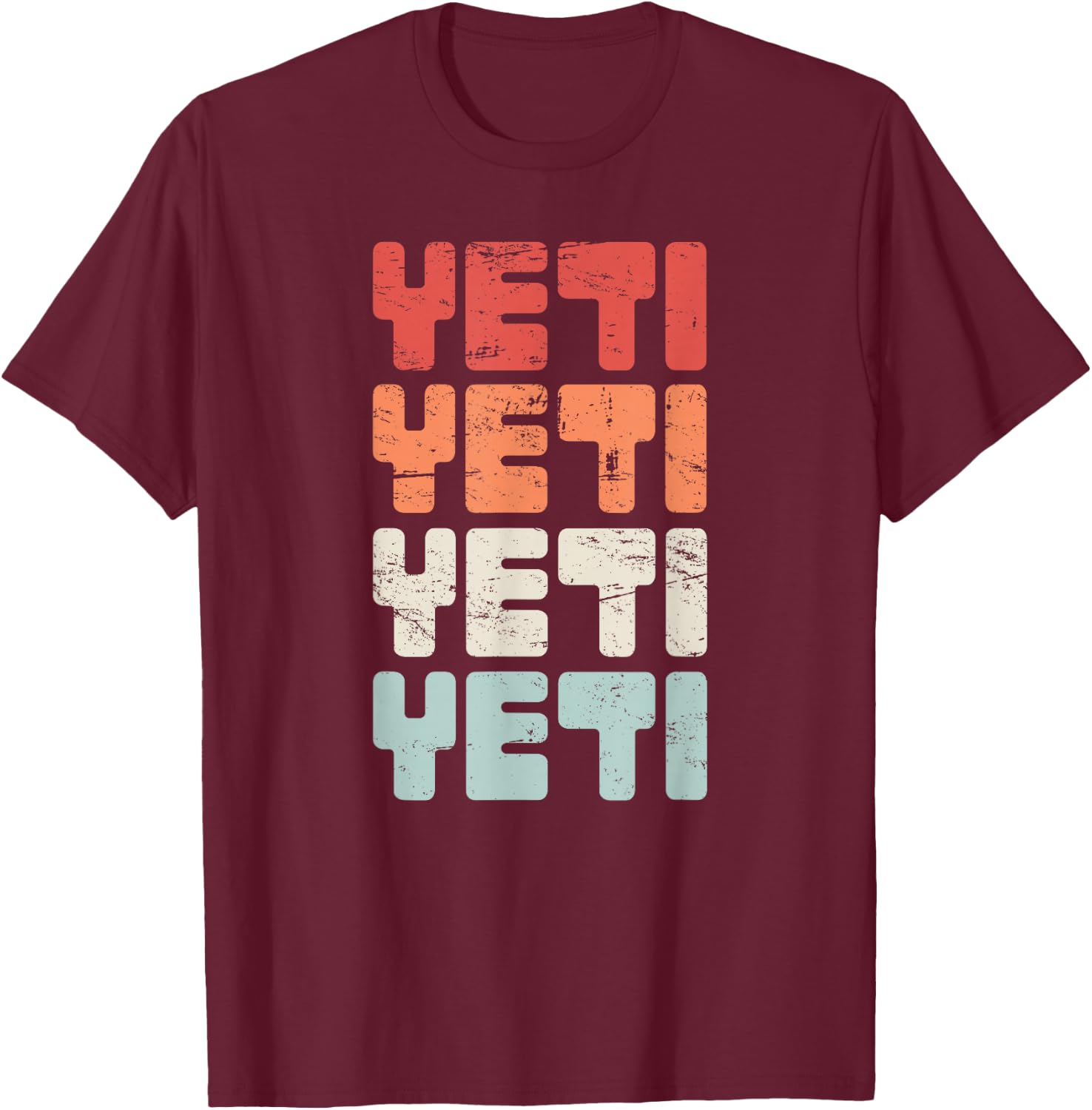 Retro Distressed YETI Bigfoot Vintage T-Shirt - T-Shirt | Maroon