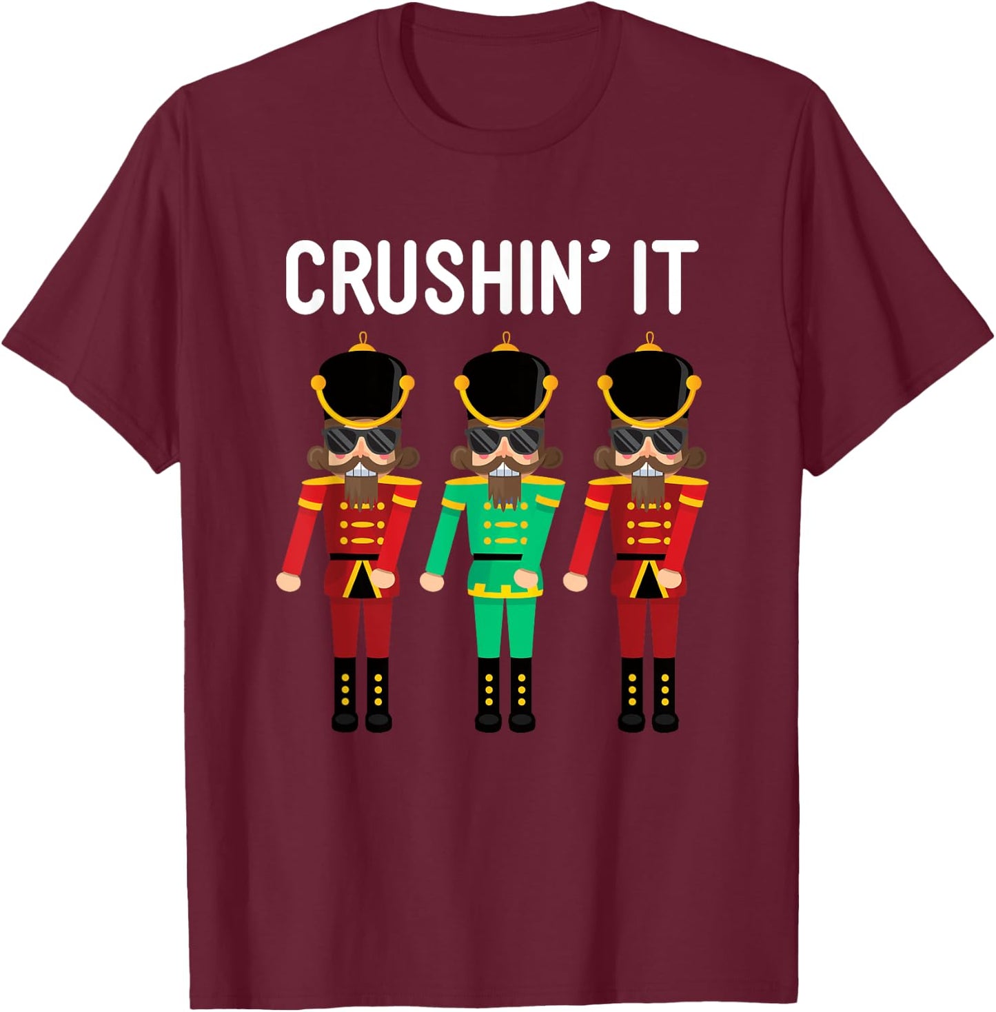 Crushin It Flossing Nutcracker Christmas Dance T-Shirt - T-Shirt | Maroon
