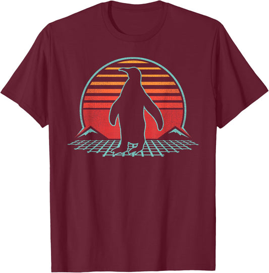 Penguin Lover Animal Retro Vintage 80s Style T-Shirt - T-Shirt | Maroon