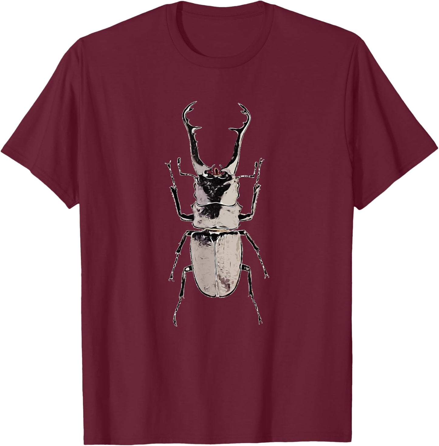 Cool Black Giant Stag Beetle T-Shirt - T-Shirt | Maroon