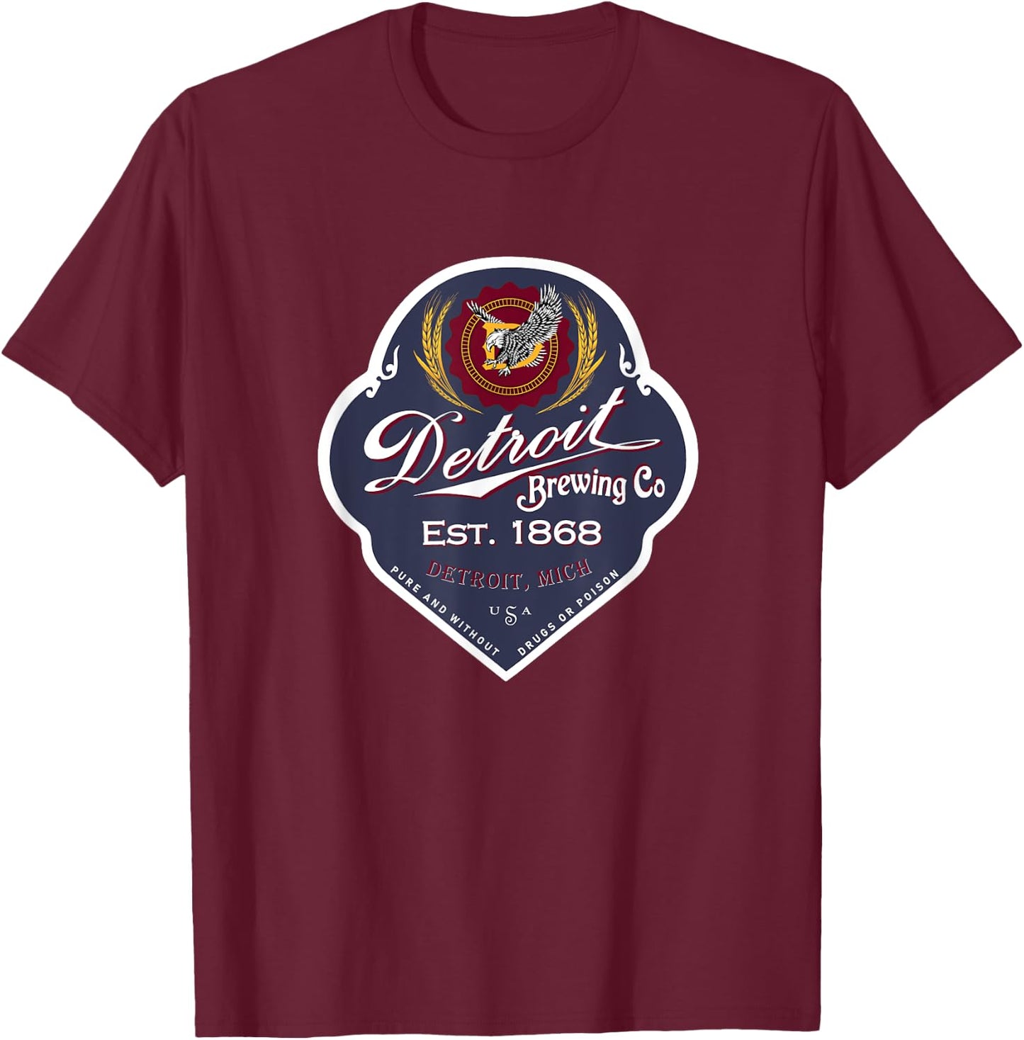 Prohibition Era Detroit Brewing Company T-Shirt - T-Shirt | Maroon