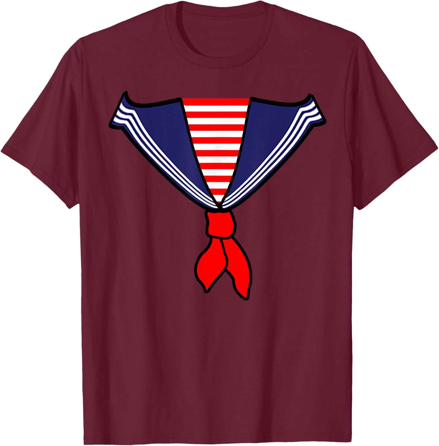Retro Deckhand Nautical Sailor Halloween Fancy Dress Costume T-Shirt - T-Shirt | Maroon