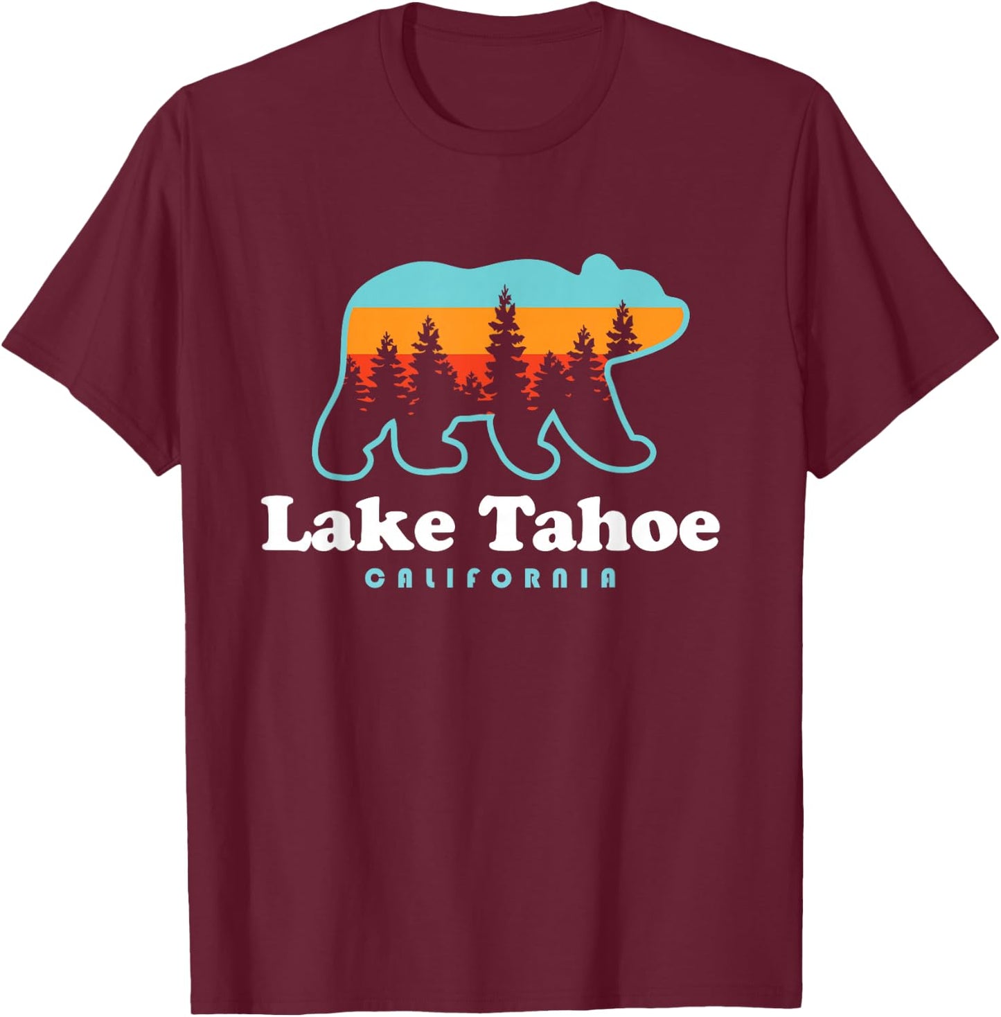 Lake Tahoe California Bear Mountains Hiking T-Shirt - T-Shirt | Maroon