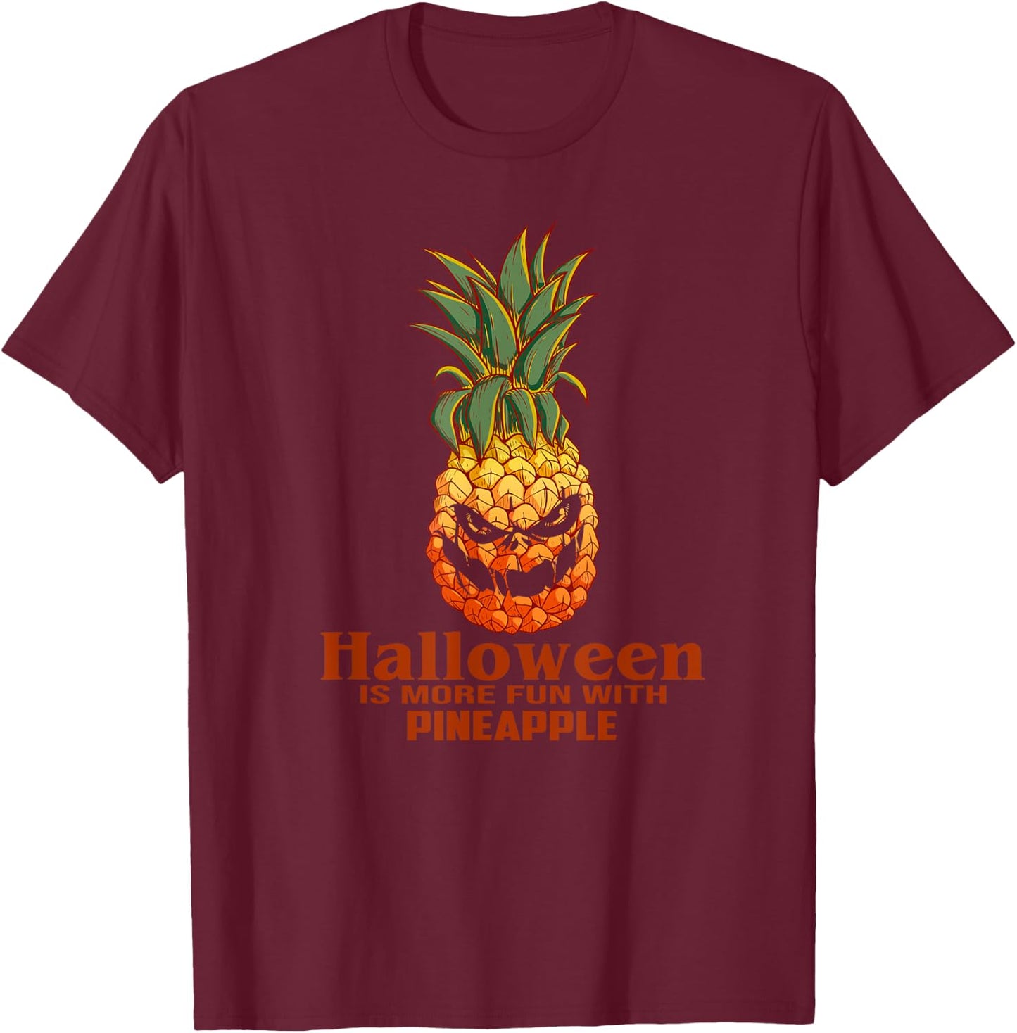 Scary Halloween Pineapple Pumpkin Fun Costume T-Shirt - T-Shirt | Maroon