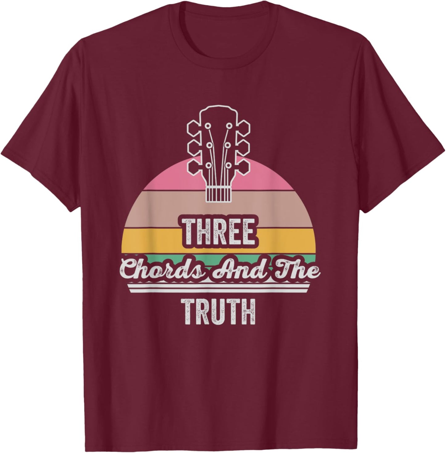 Three Chords And The Truth Guitar T-Shirt - T-Shirt | Maroon