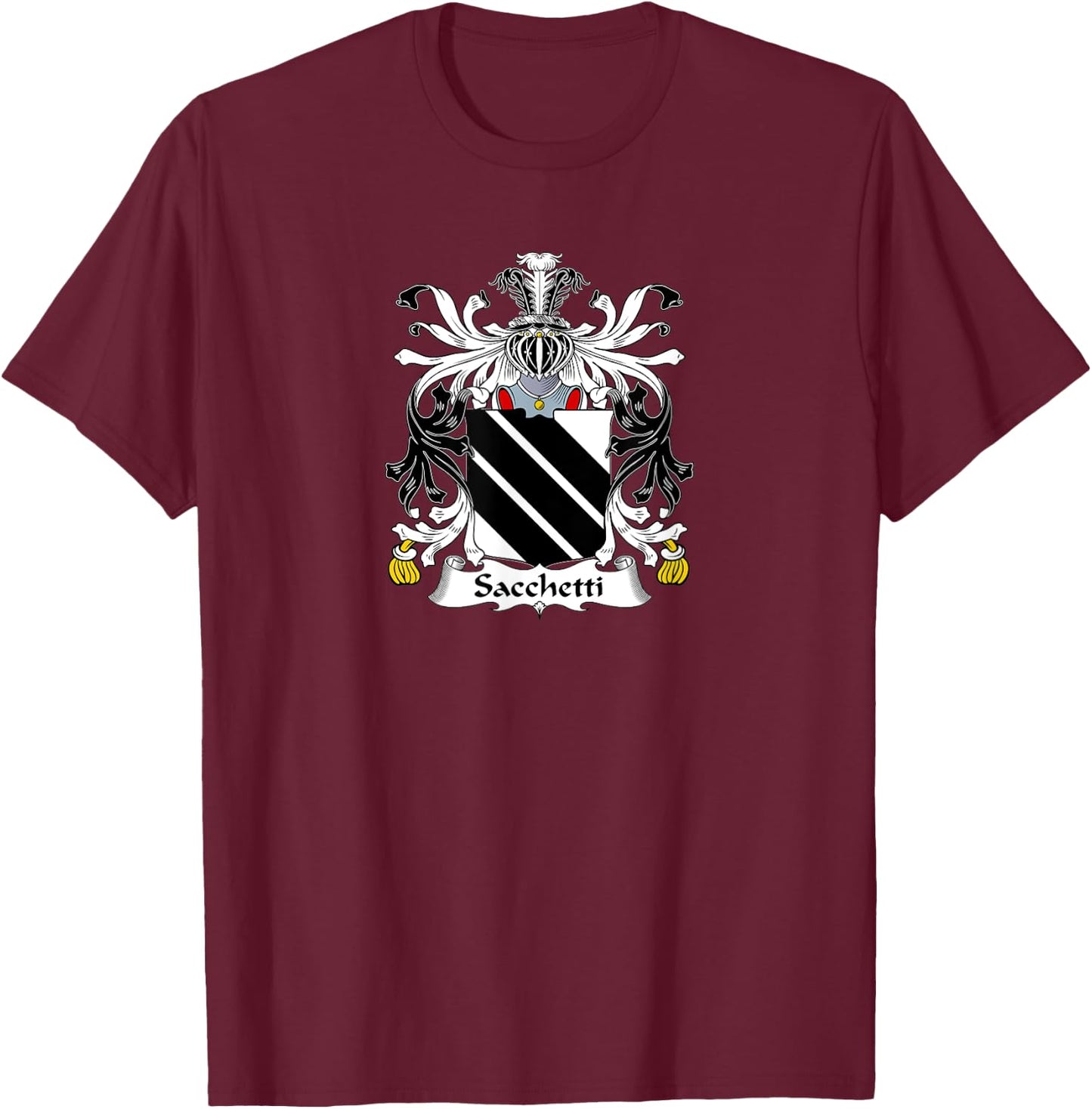 Sacchetti Coat of Arms - Family Crest T-Shirt - T-Shirt | Maroon