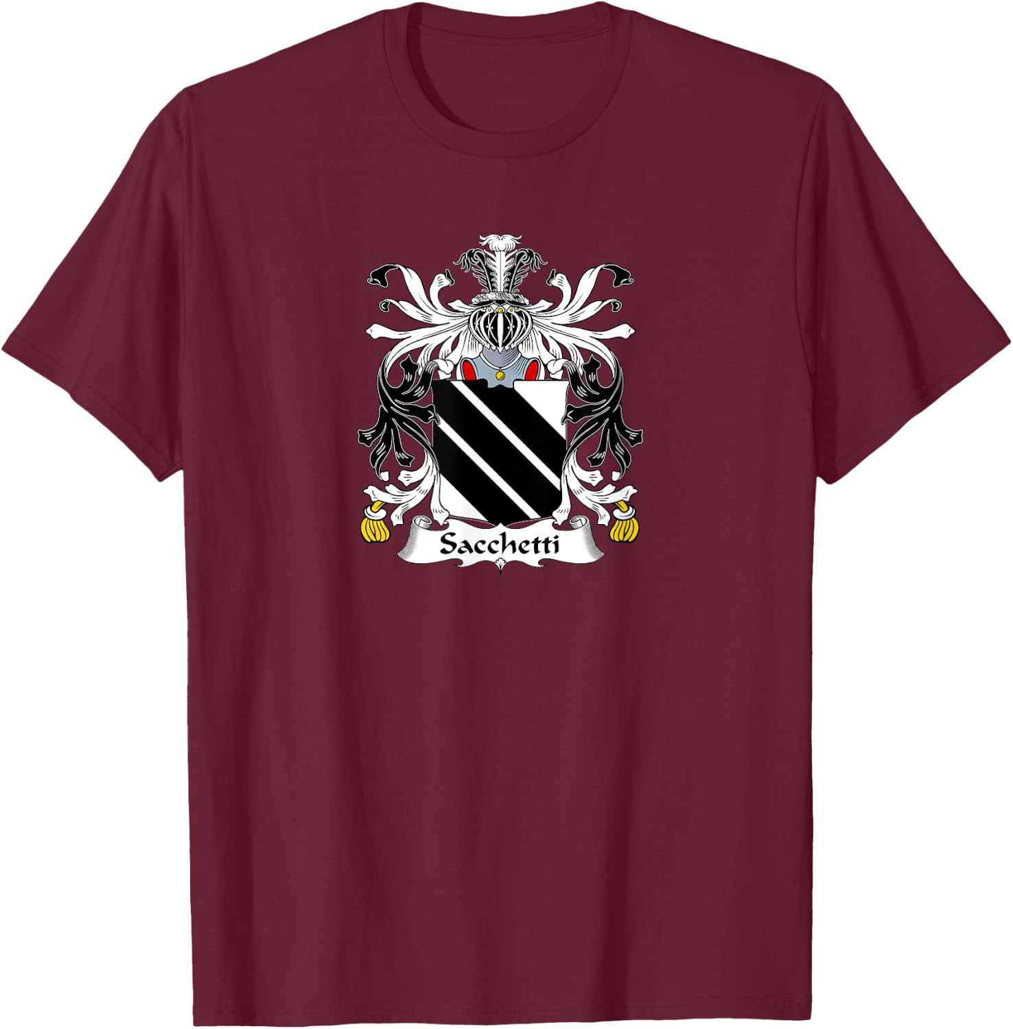 Sacchetti Coat of Arms - Family Crest T-Shirt - T-Shirt | Maroon
