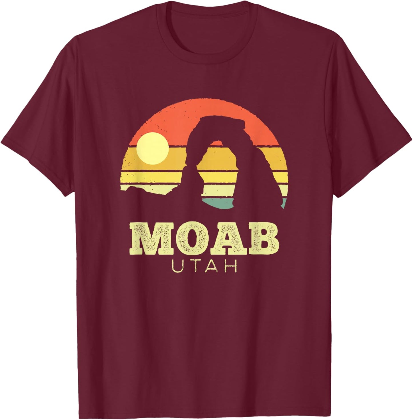 Moab Utah Vintage Sunset Arches Adventure Outdoors T-Shirt - T-Shirt | Maroon