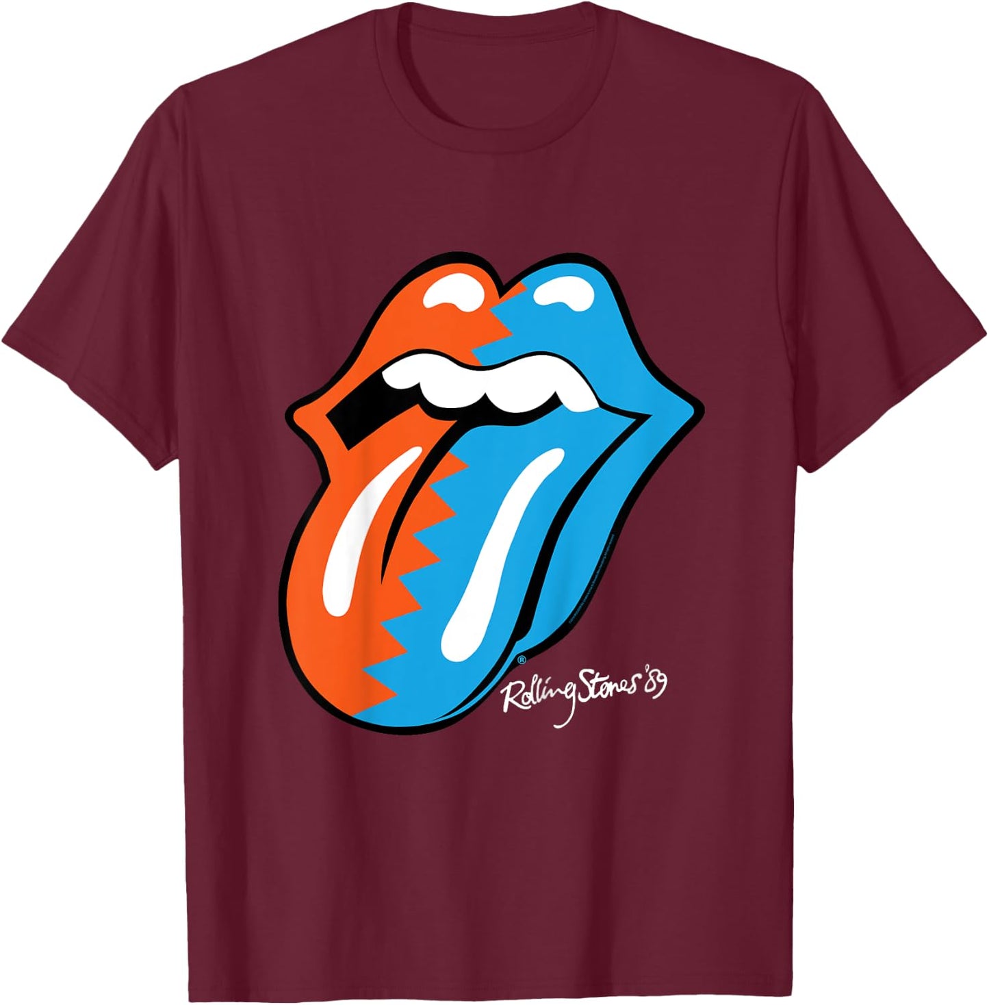 The Rolling Stones Zig Zag 89 Tongue T-Shirt - T-Shirt | Maroon