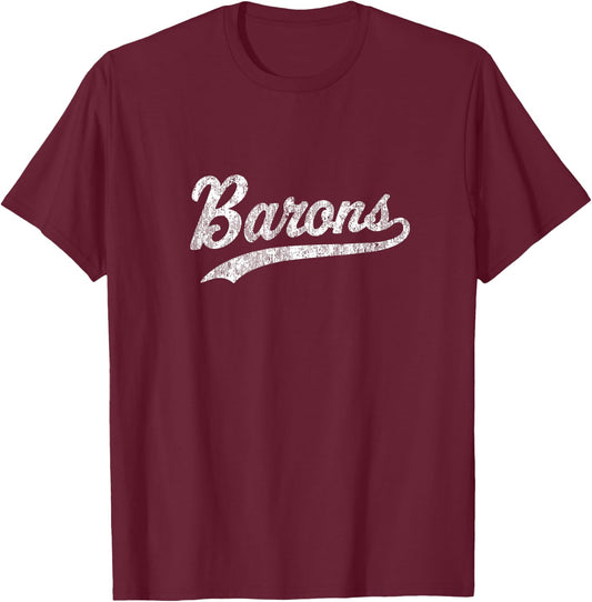 Barons T Shirt Vintage Sports Name Design T-Shirt - T-Shirt | Maroon