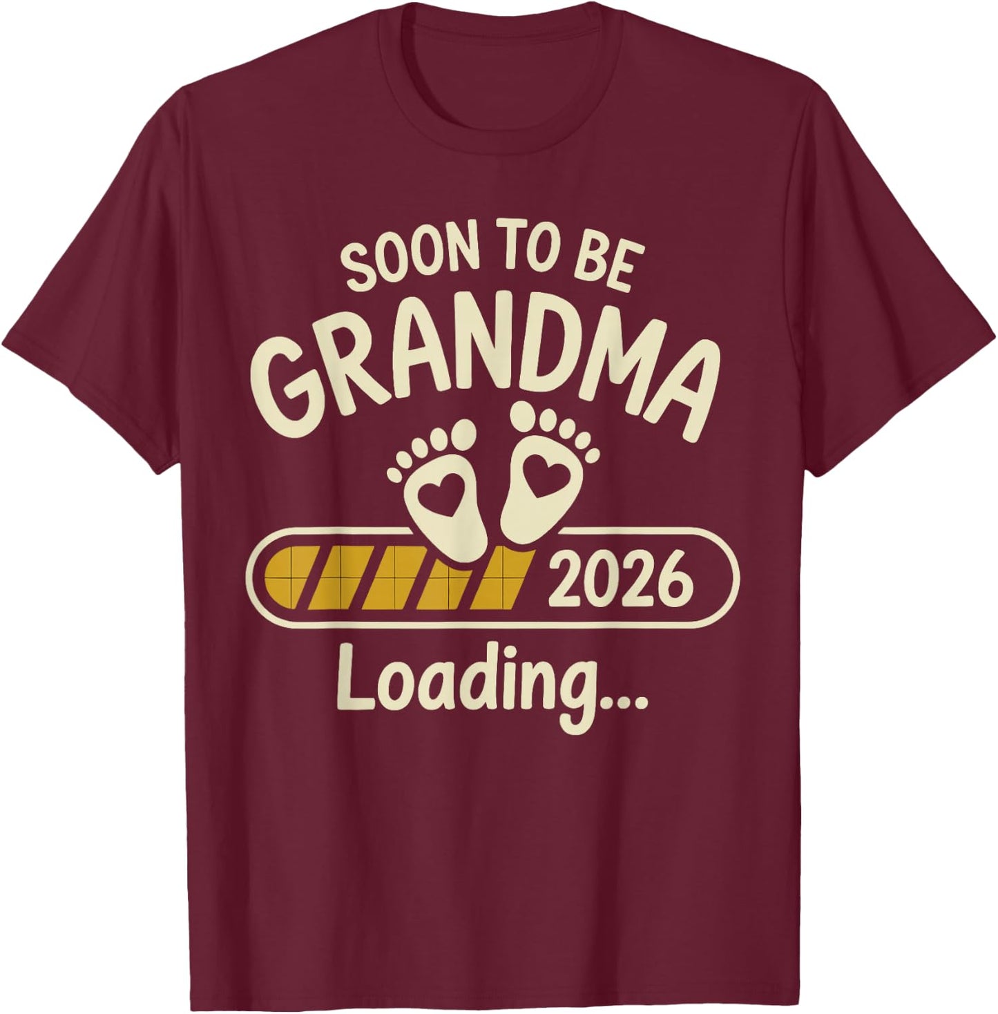 Promoted to Grandma 2026 Grandparents Baby Announcement T-Shirt - T-Shirt | Maroon