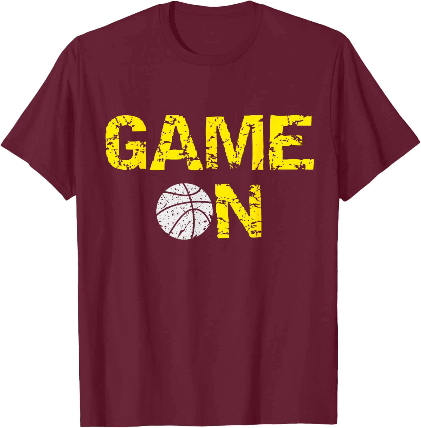 Game On Basketball; Blue Black Yellow Gold Team Colors T-Shirt - T-Shirt | Maroon