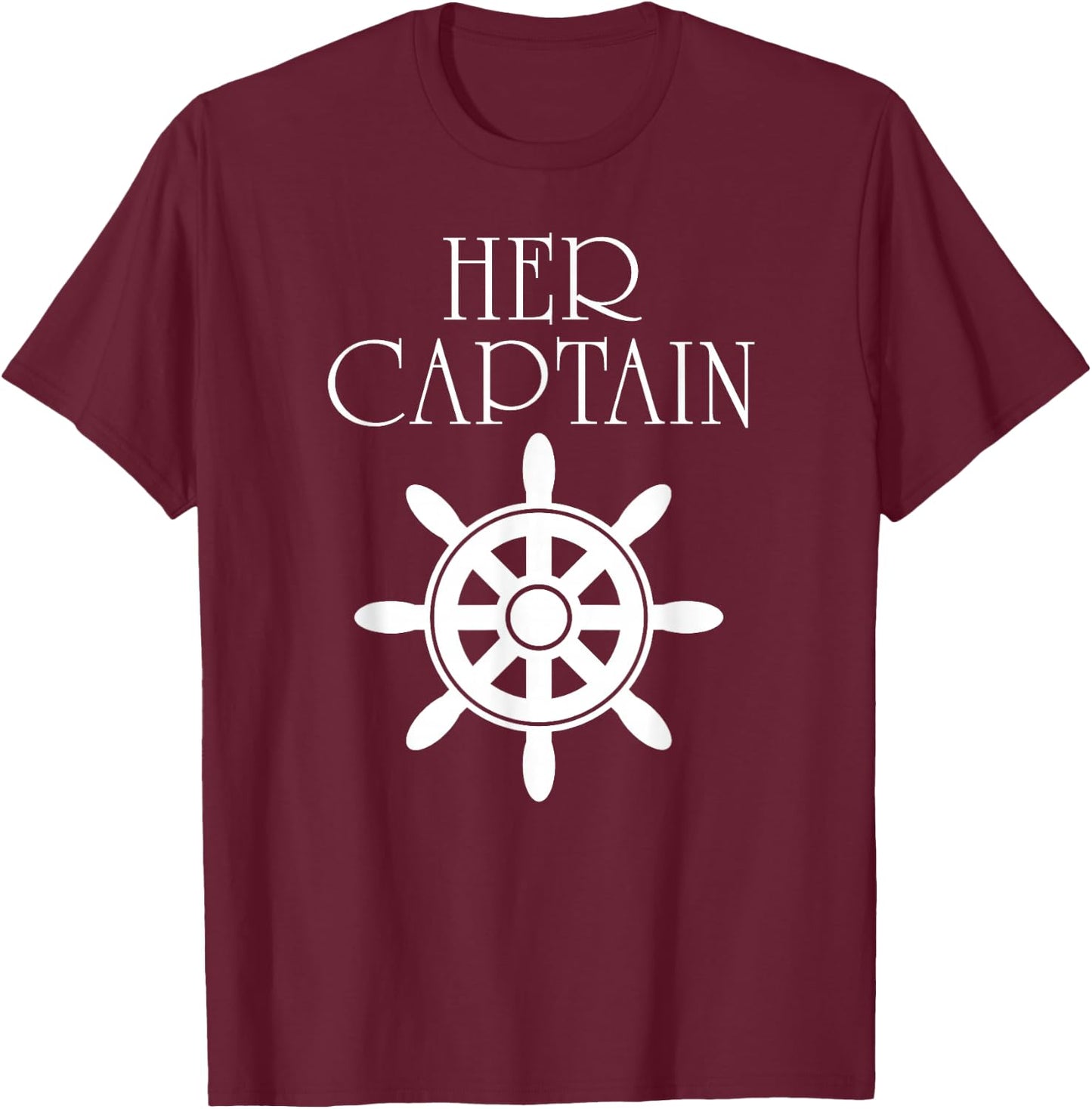 Funny Cruise Her Captain His Anchor Couple T-Shirt - T-Shirt | Maroon