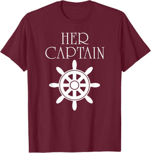 Funny Cruise Her Captain His Anchor Couple T-Shirt - T-Shirt | Maroon