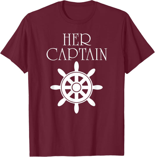 Funny Cruise Her Captain His Anchor Couple T-Shirt - T-Shirt | Maroon