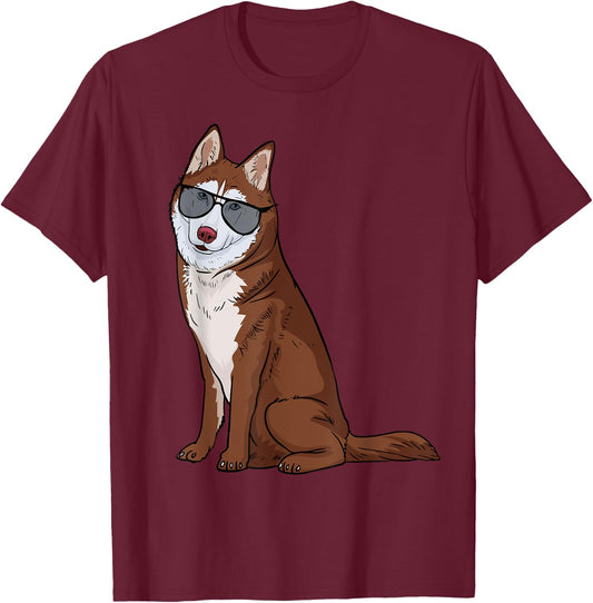 Siberian Husky Shirt, Funny Gift Cute Dog Lovers T-Shirt - T-Shirt | Maroon