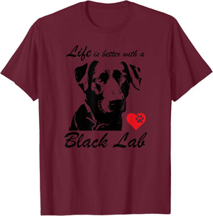 Black Lab Dog Face K9 I Love My Black Lab Dog Lovers Gift Men Women Kids T-Shirt - T-Shirt | Maroon