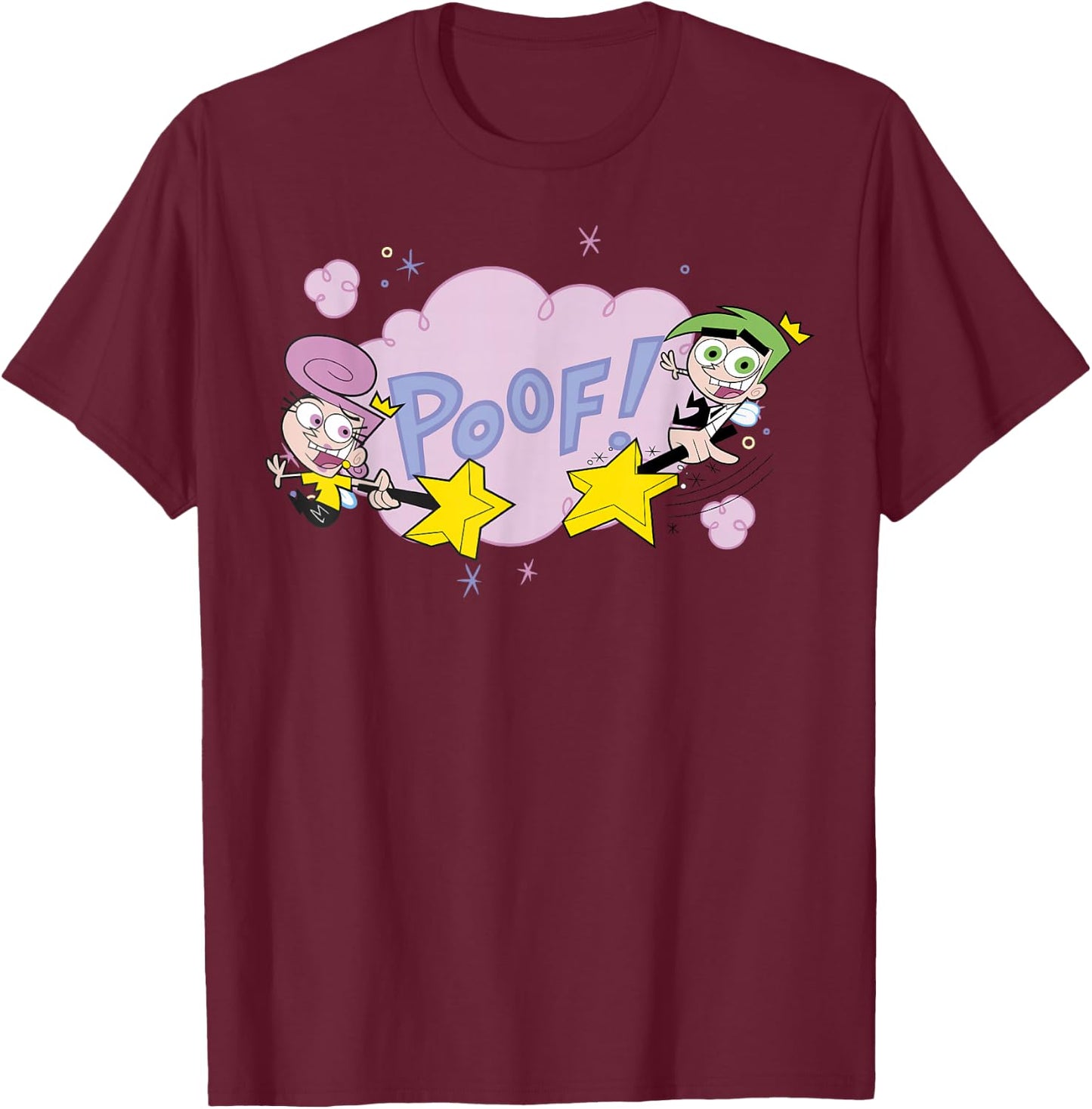The Fairly OddParents Cosmo and Wanda Poof T-Shirt - T-Shirt | Maroon