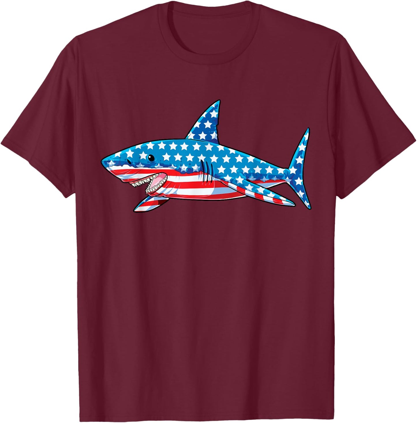 Shark 4th of July American Flag Boys Kids Men Jawsome Youth T-Shirt - T-Shirt | Maroon