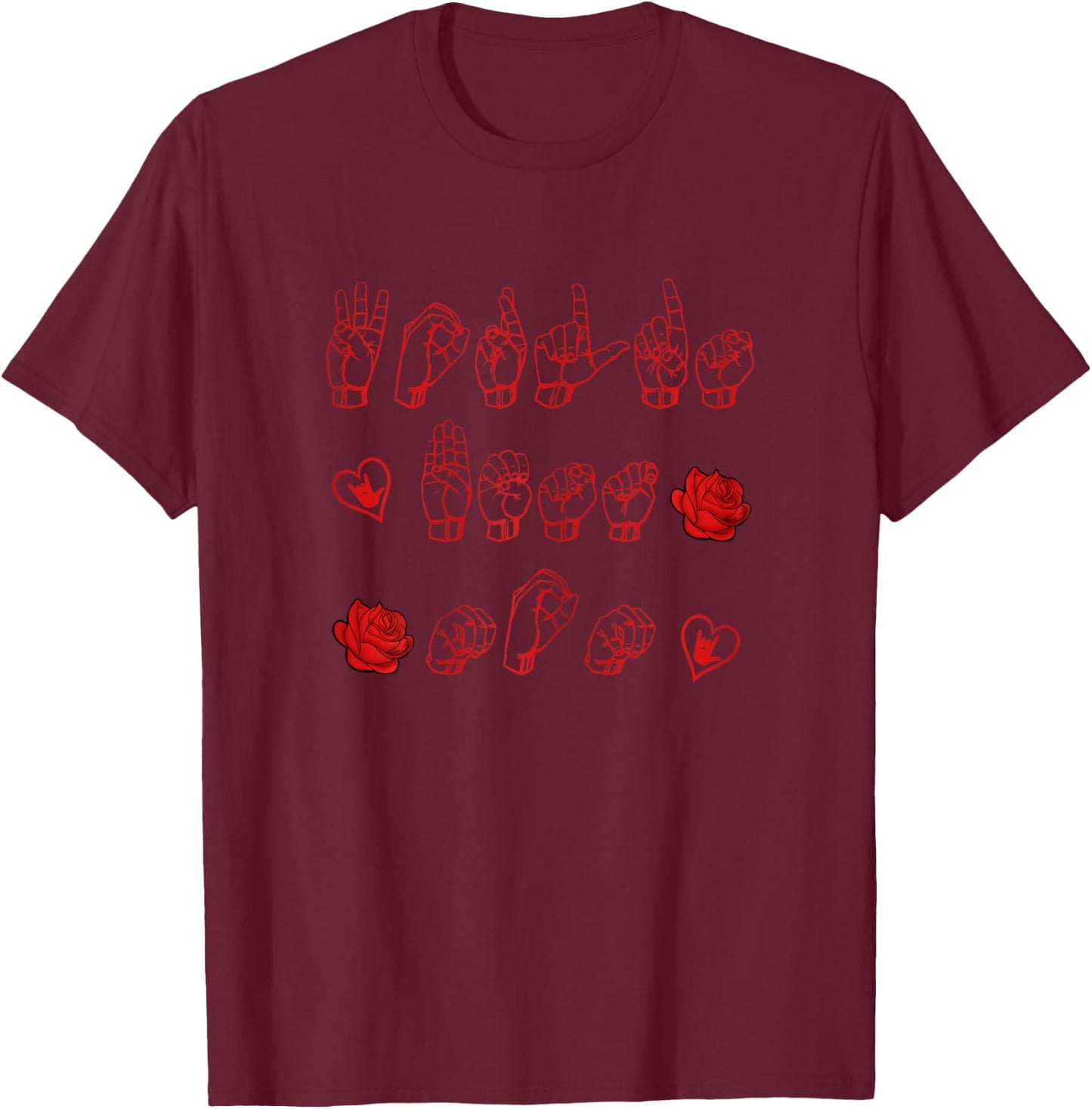 ASL American Sign Language - Worlds Best Mom T shirt T-Shirt - T-Shirt | Maroon