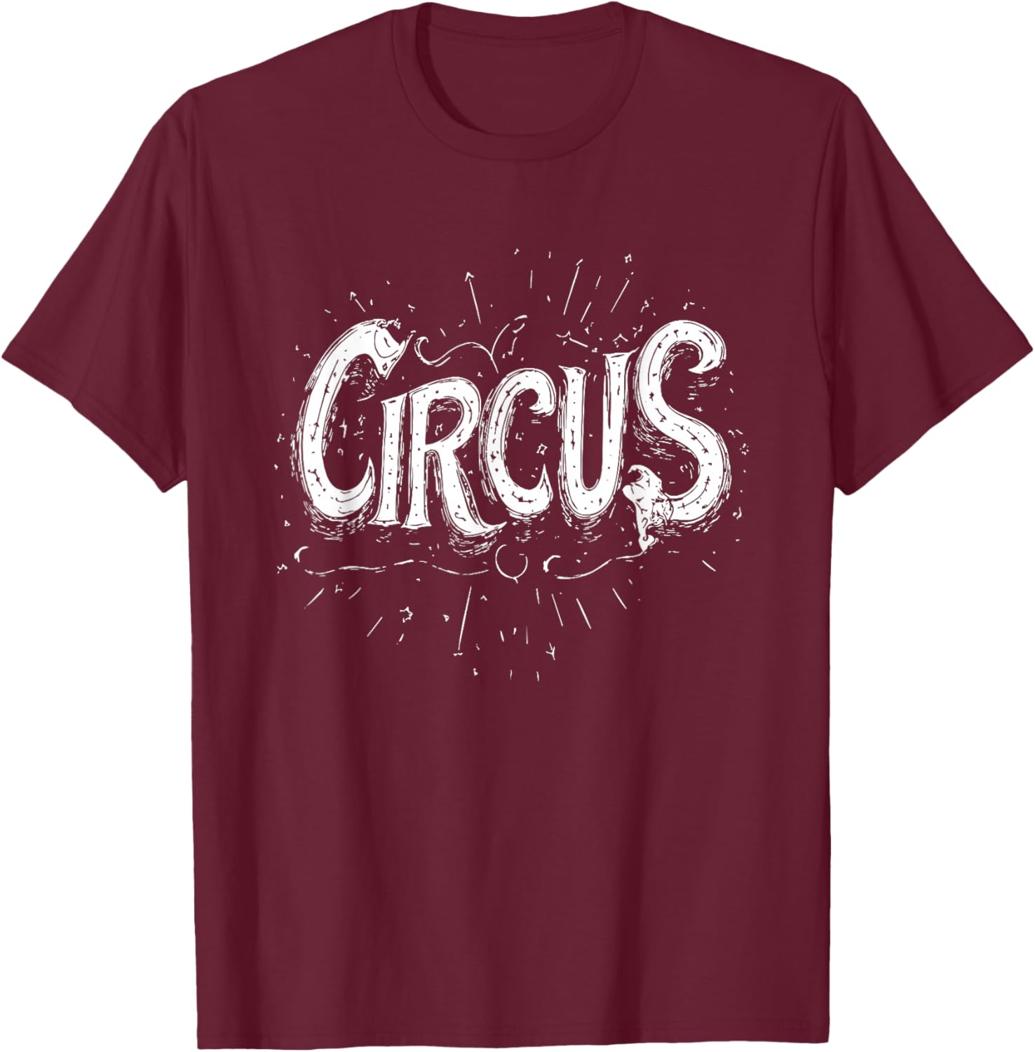 Fun White Circus Logo for Adults and Kids T-Shirt - T-Shirt | Maroon