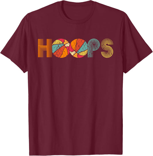 Retro Vintage Basketball Hoops Men, Woman & Kids T-Shirt - T-Shirt | Maroon