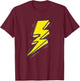 Jagged Yellow Lightning Strike Bolt T-Shirt - T-Shirt | Maroon