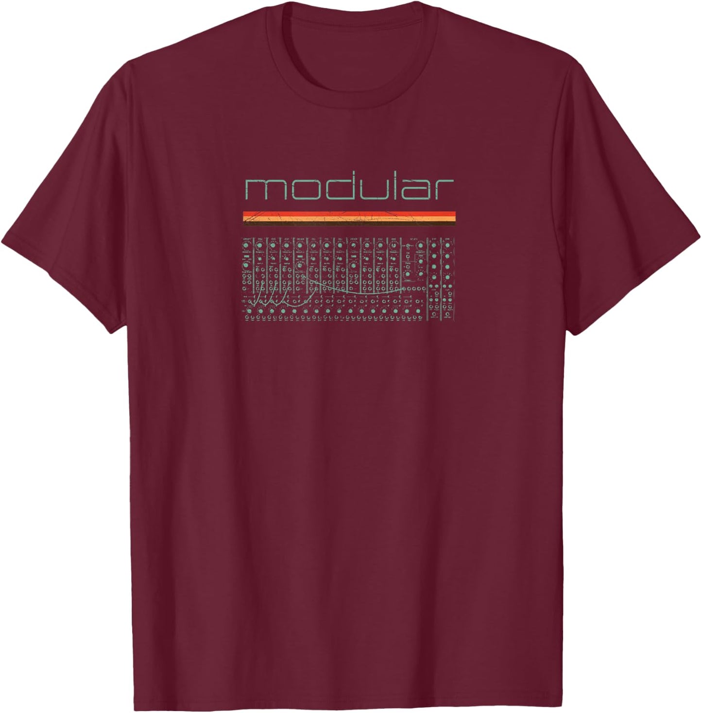 Vintage Modular Synthesizer - Analog DIY Synth Nerd T-Shirt - T-Shirt | Maroon