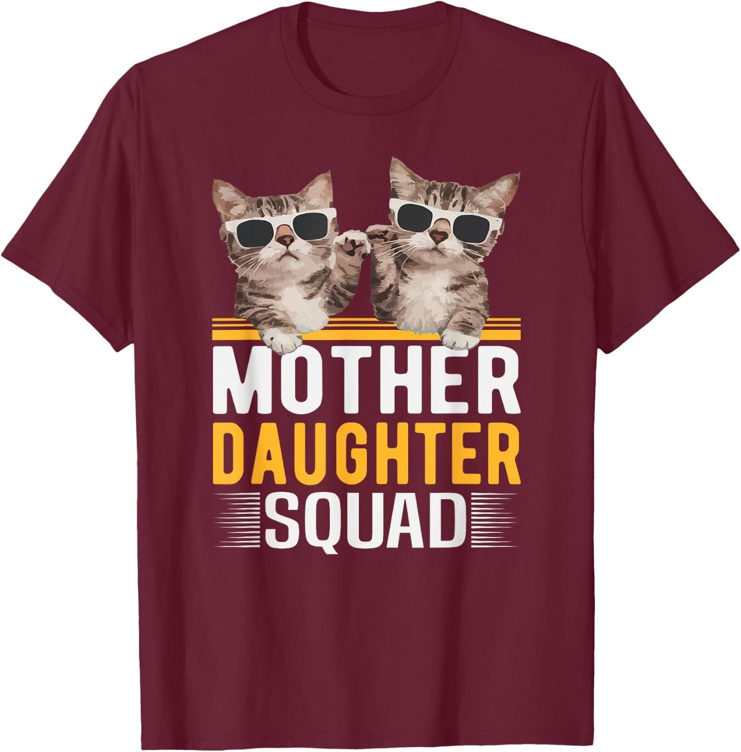Mother Daughter Squad Cat Fist Bump Matching Men Women Kids T-Shirt - T-Shirt | Maroon
