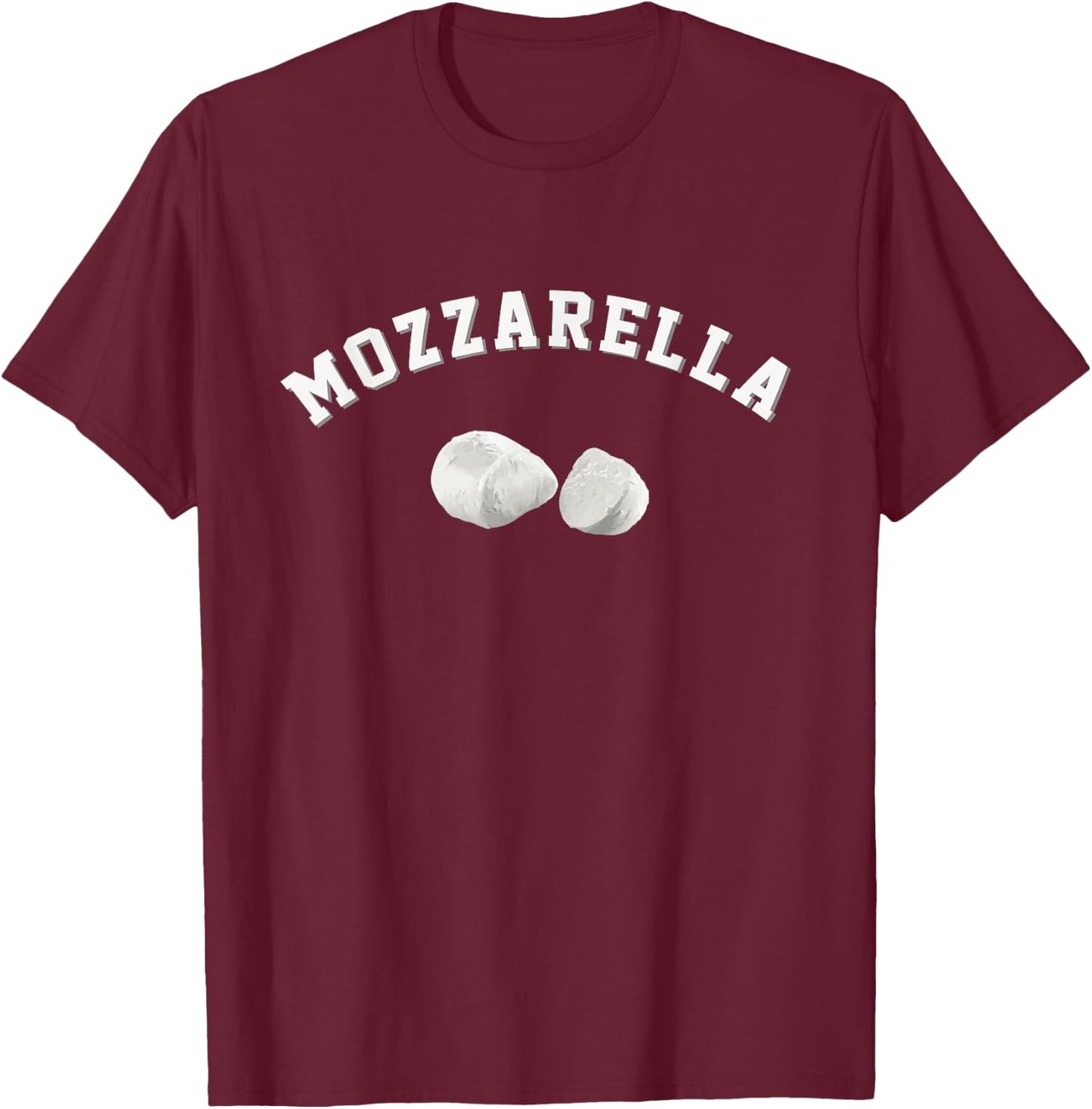 Mozzarella Cheese Funny Food Team Logo English Word Picture T-Shirt - T-Shirt | Maroon