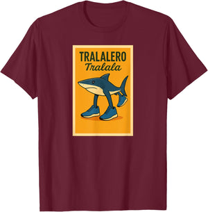 Tralalero Tralala Comic Poster Brainrot T-Shirt - T-Shirt | Maroon