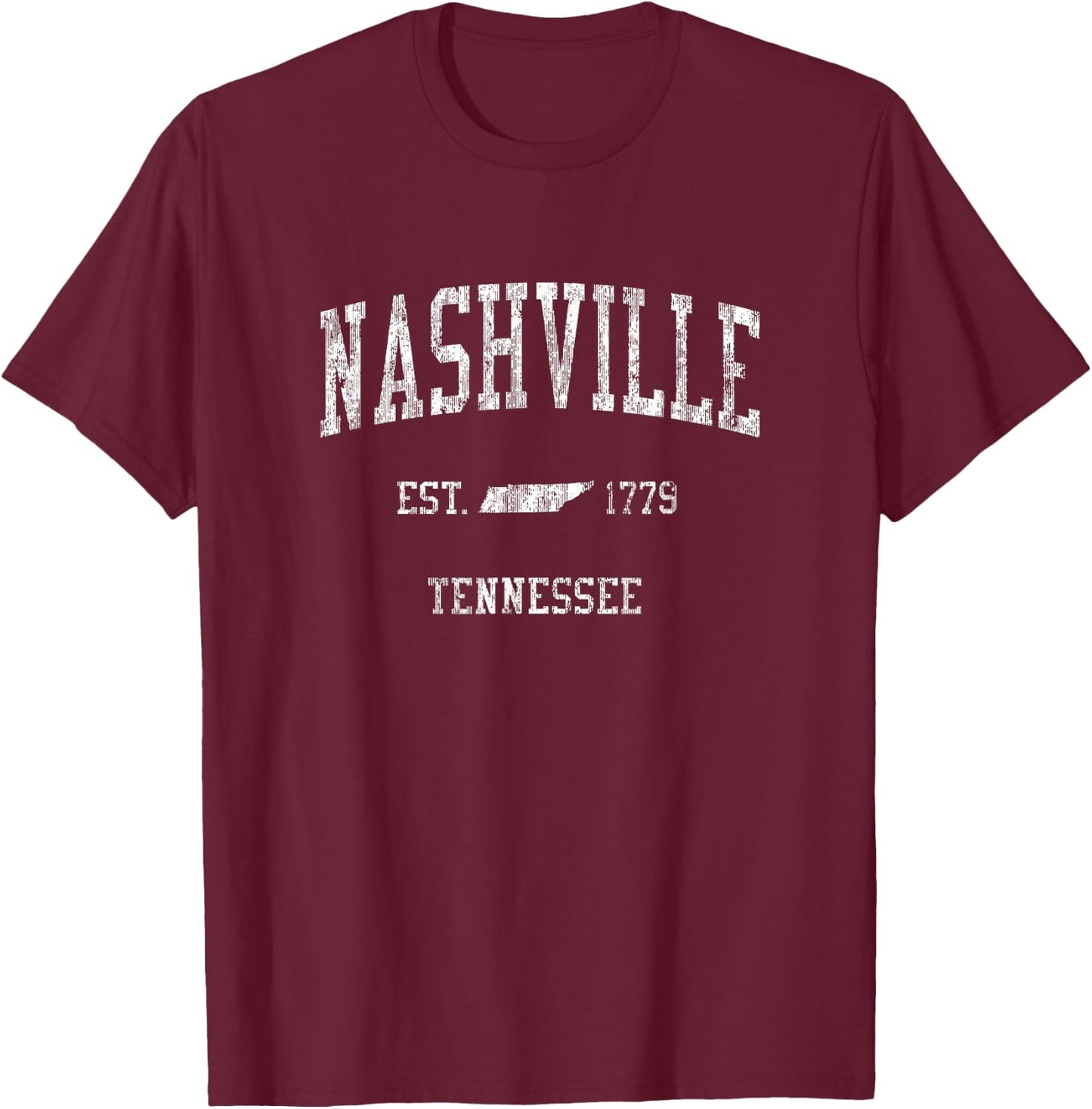 Nashville Tennessee TN Vintage Sports Design T-Shirt - T-Shirt | Maroon