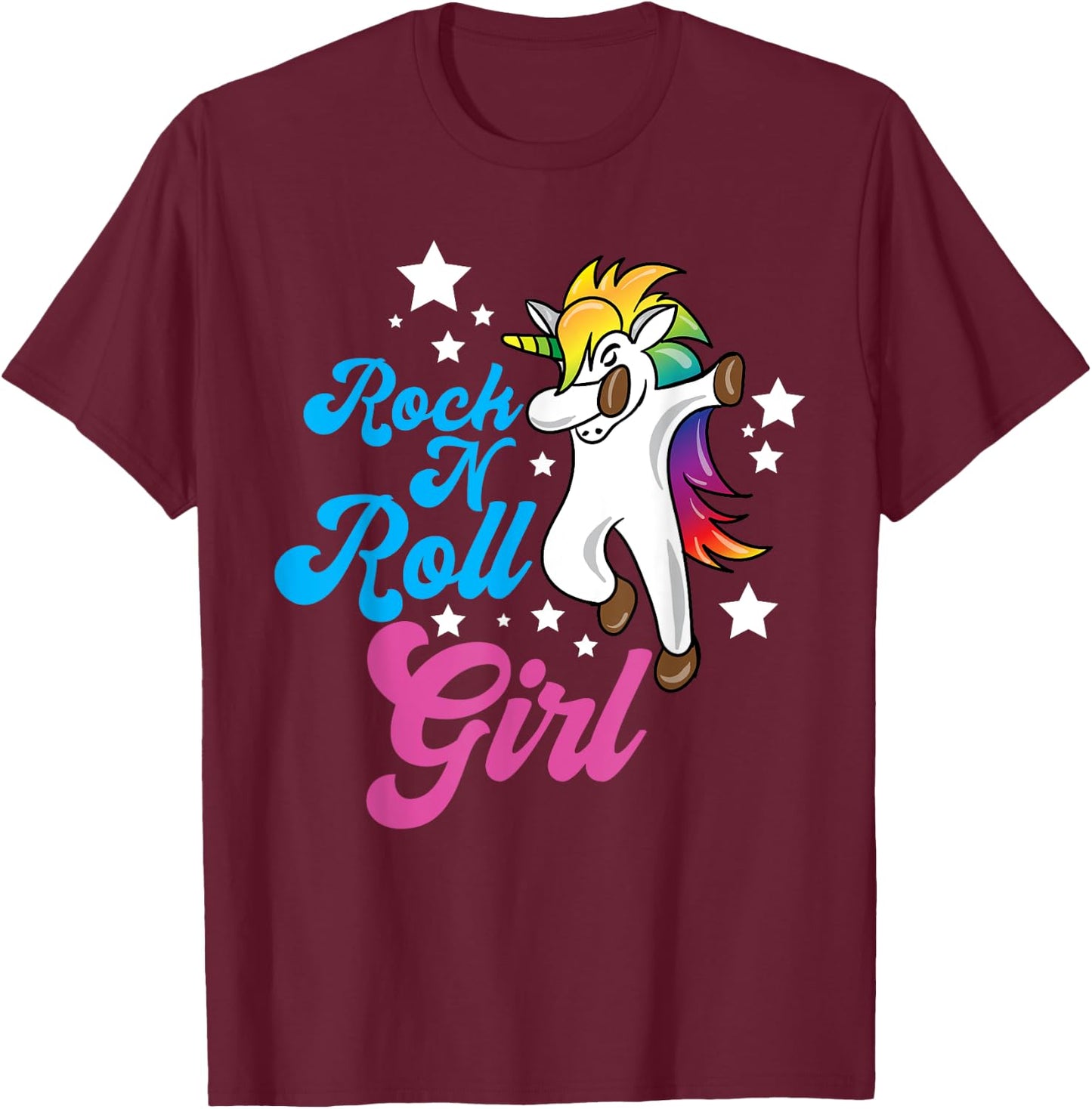Funny Unicorn Rock n Roll Girl Shirt Rockin Musician Gift T-Shirt - T-Shirt | Maroon