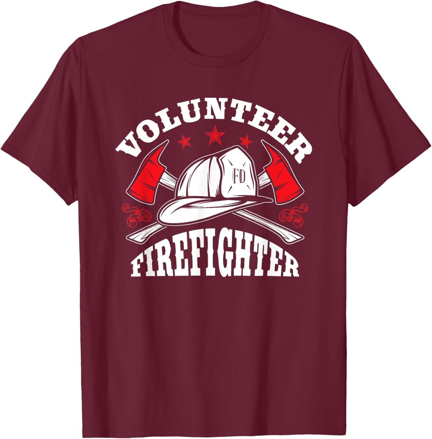 Firefighter Volunteer Vintage Fire Department Fireman Gifts T-Shirt - T-Shirt | Maroon