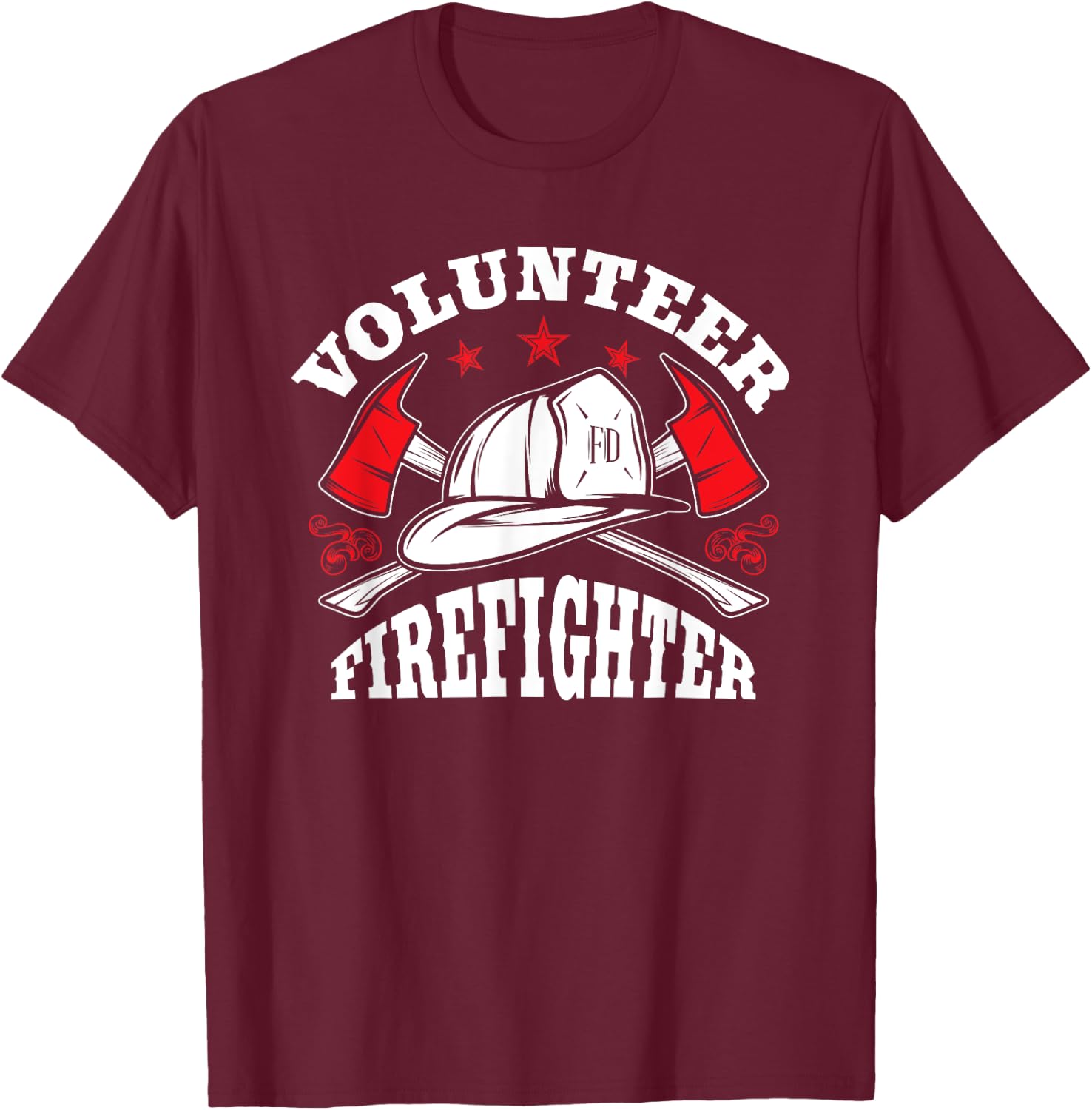 Firefighter Volunteer Vintage Fire Department Fireman Gifts T-Shirt - T-Shirt | Maroon
