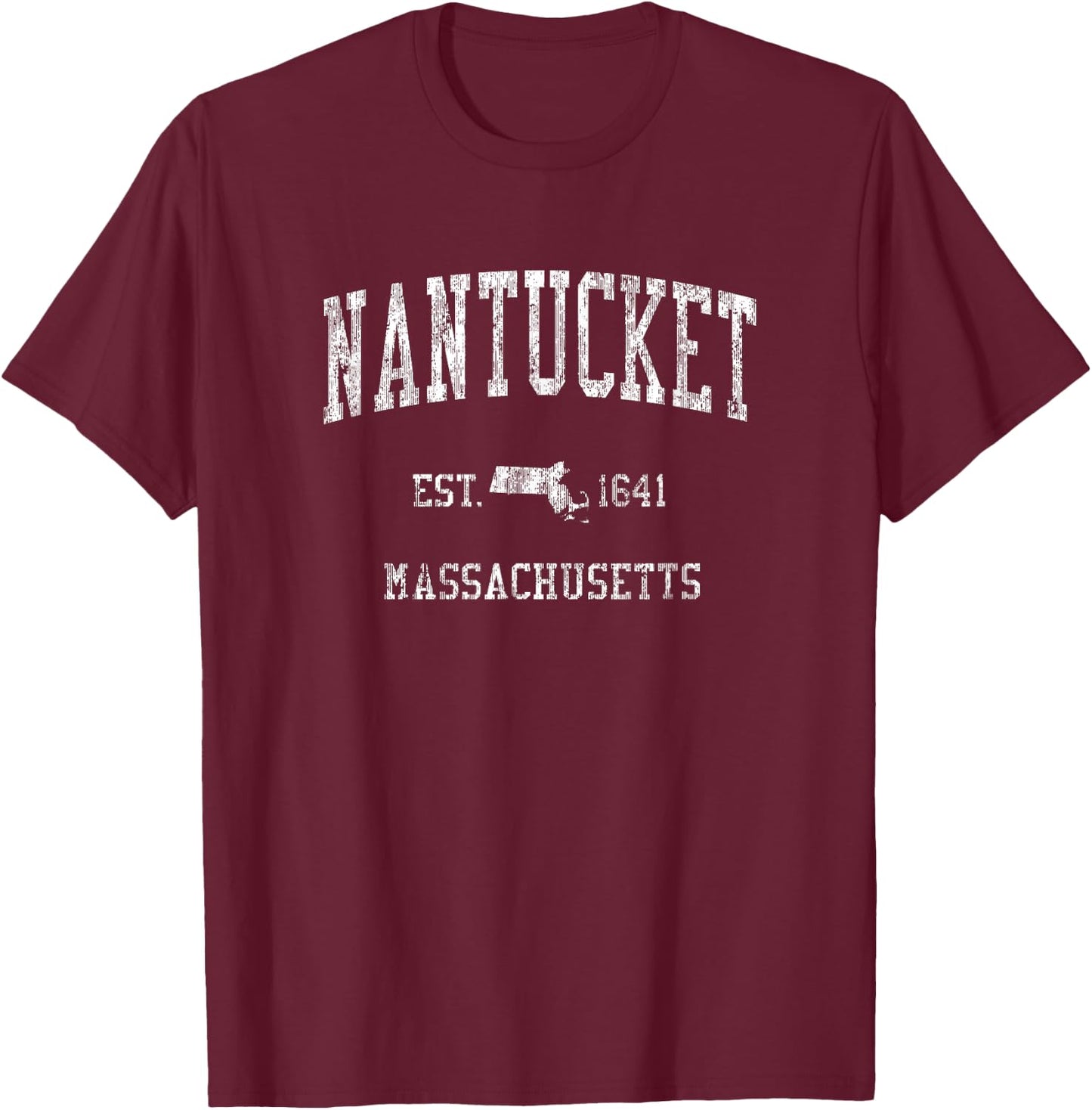 Nantucket Masachusetts MA Vintage Sports Design T-Shirt - T-Shirt | Maroon