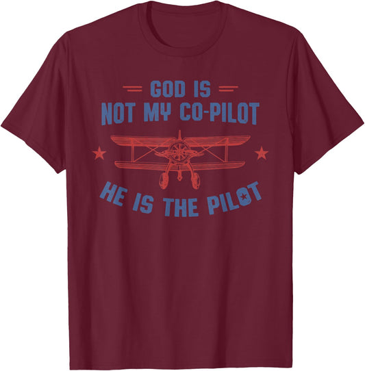 God is My Pilot Christian Aviation T-Shirt - T-Shirt | Maroon