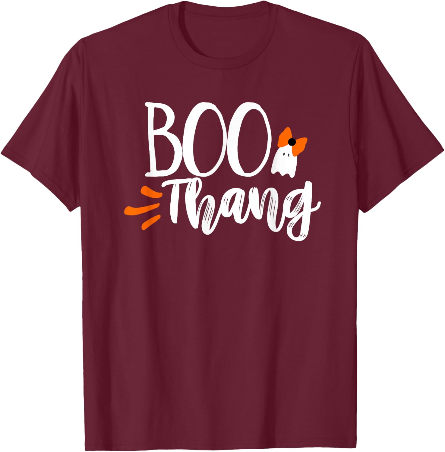 Boo Thang Thing Cute Halloween Ghost Girl's Bow Gift T-Shirt - T-Shirt | Maroon
