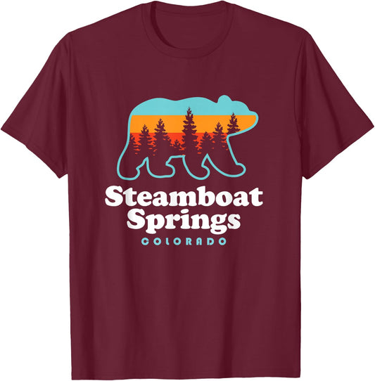 Steamboat Springs Colorado Bear T-Shirt - T-Shirt | Maroon