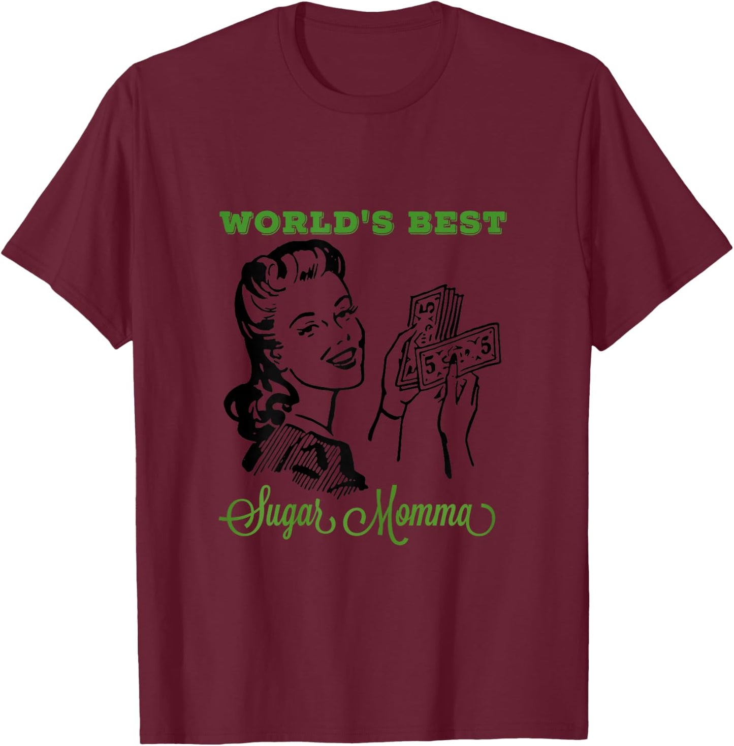 World's Best Sugar Momma Mother's Day Adult Graphic T-Shirt - T-Shirt | Maroon