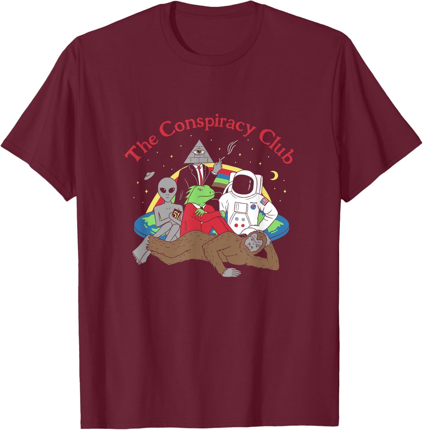 The Conspiracy Club Funny Parody T-Shirt - T-Shirt | Maroon