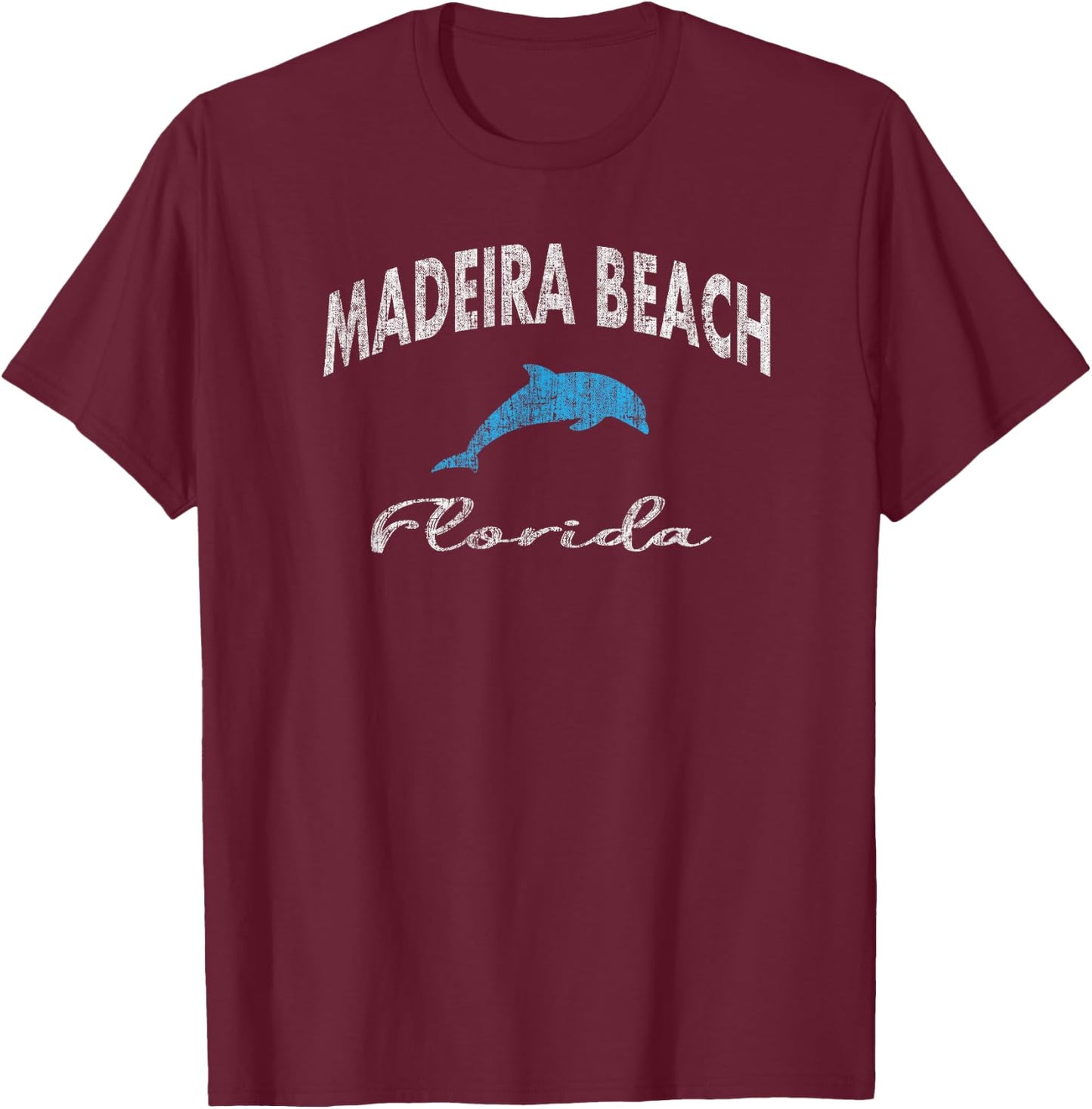 Vintage Madeira Beach FL Dolphin Women Kids T-Shirt - T-Shirt | Maroon