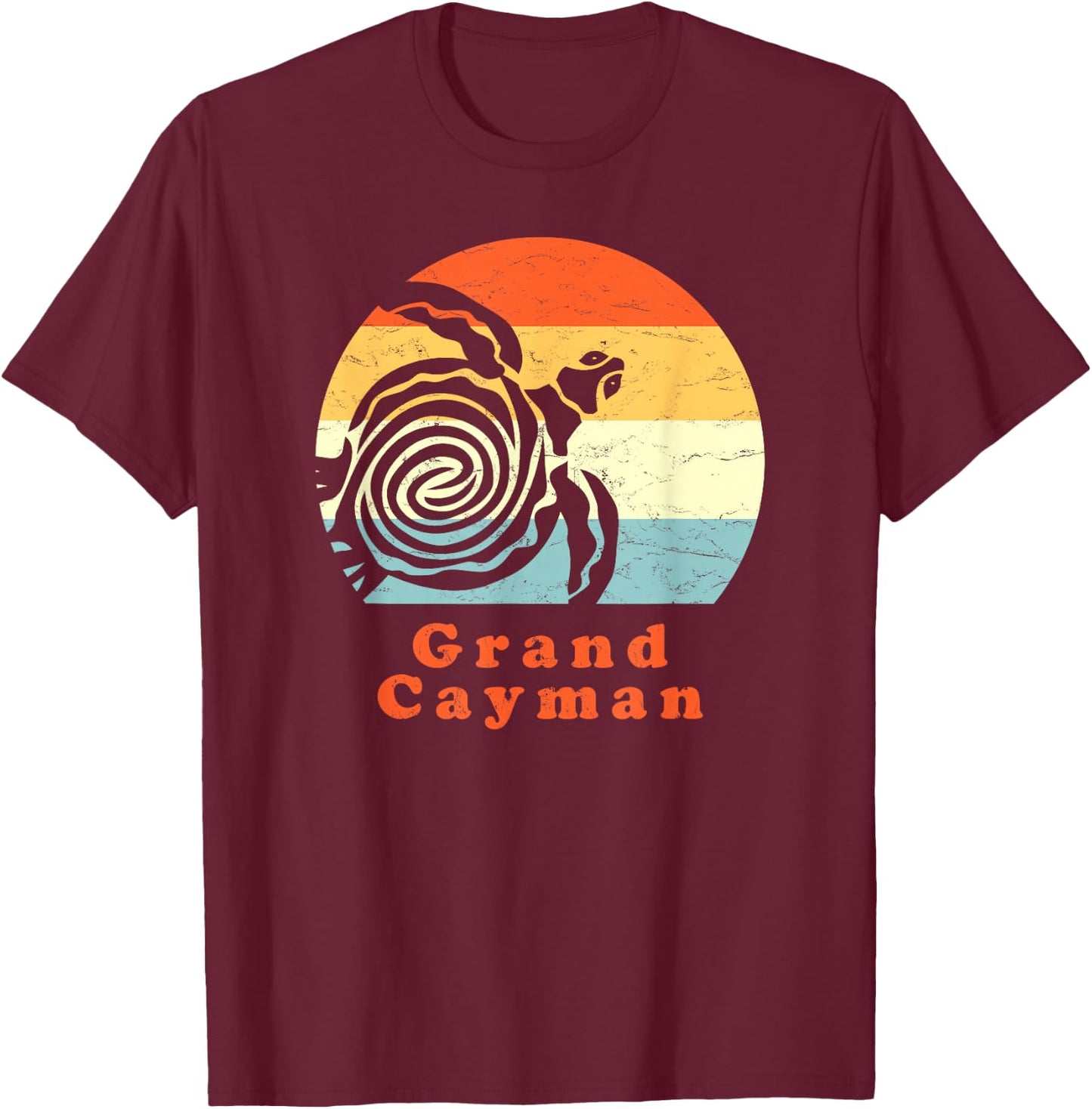 Vintage Retro Grand Cayman Tribal Turtle Sun Vacation Gift T-Shirt - T-Shirt | Maroon