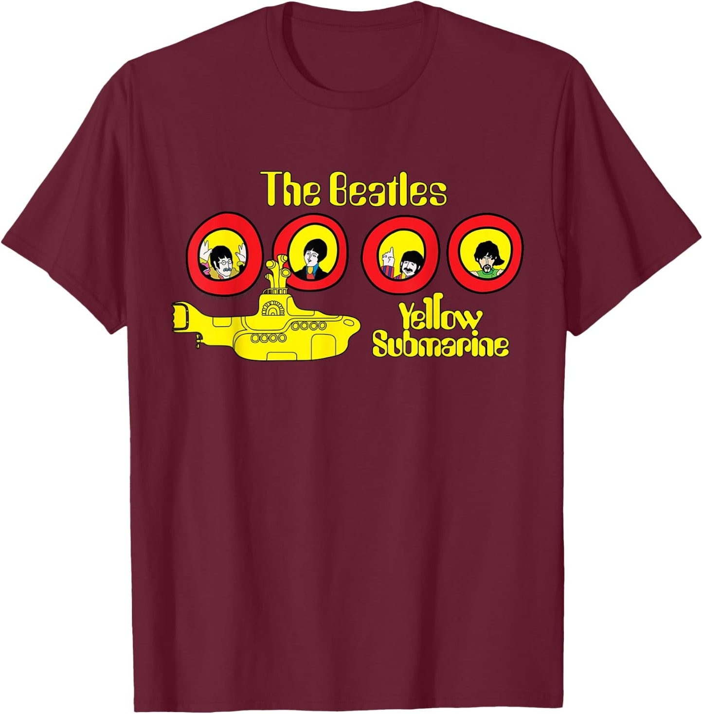 The Beatles Yellow Submarine Windows T-Shirt - T-Shirt | Maroon