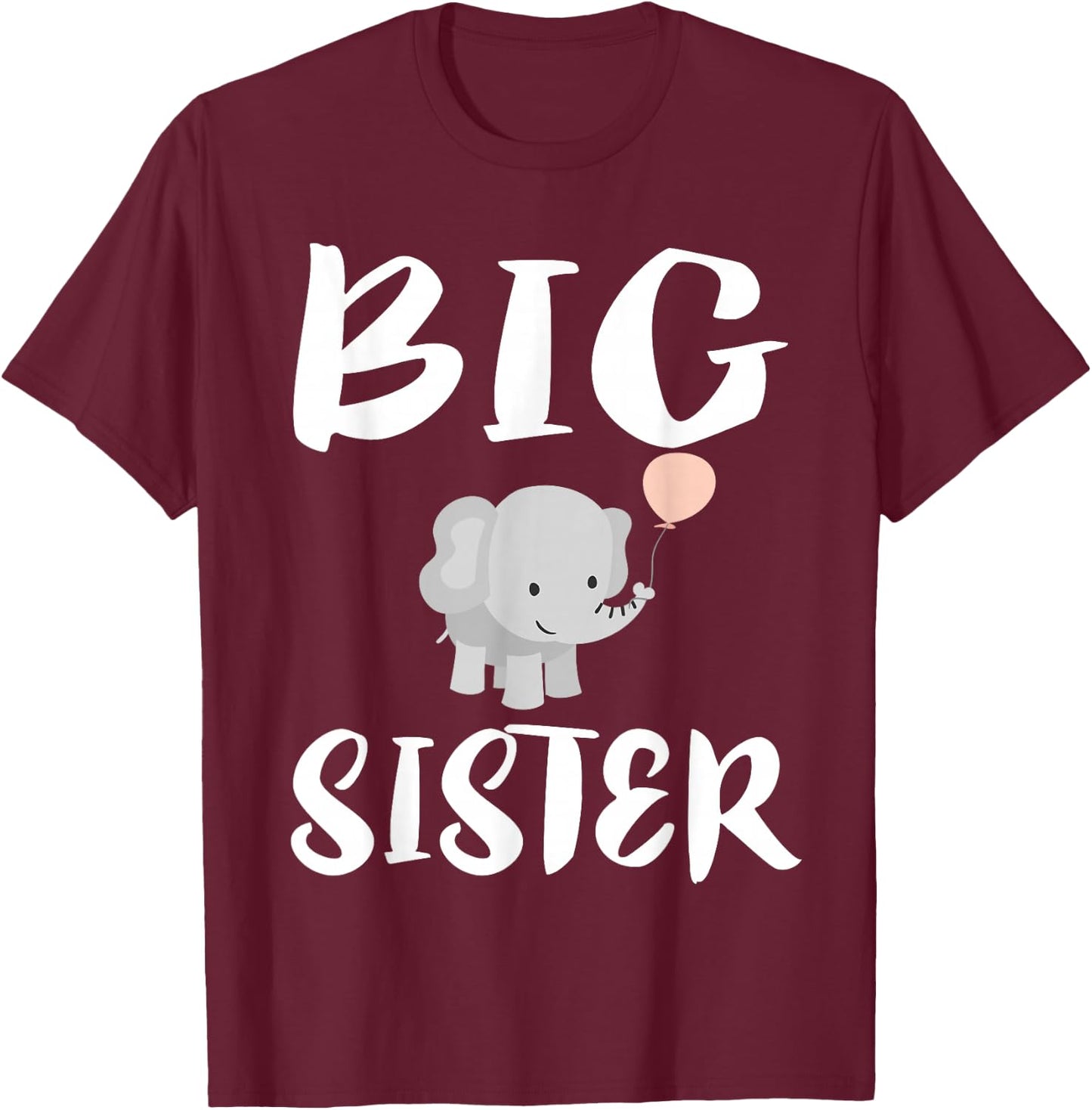 Big Sister Elephant Cute Girl Gift T-Shirt - T-Shirt | Maroon