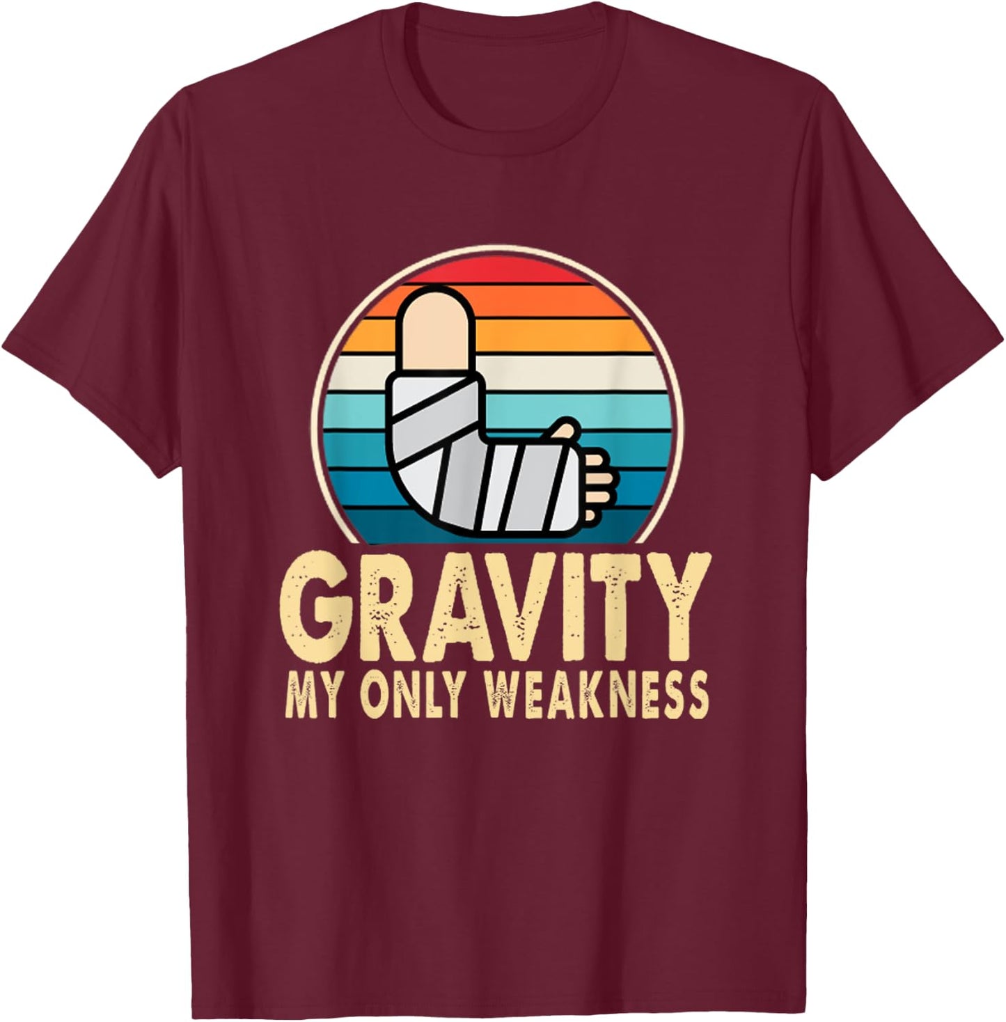 Broken Arm Injured Hand Wrist Elbow Get Well Soon Gift T-Shirt - T-Shirt | Maroon