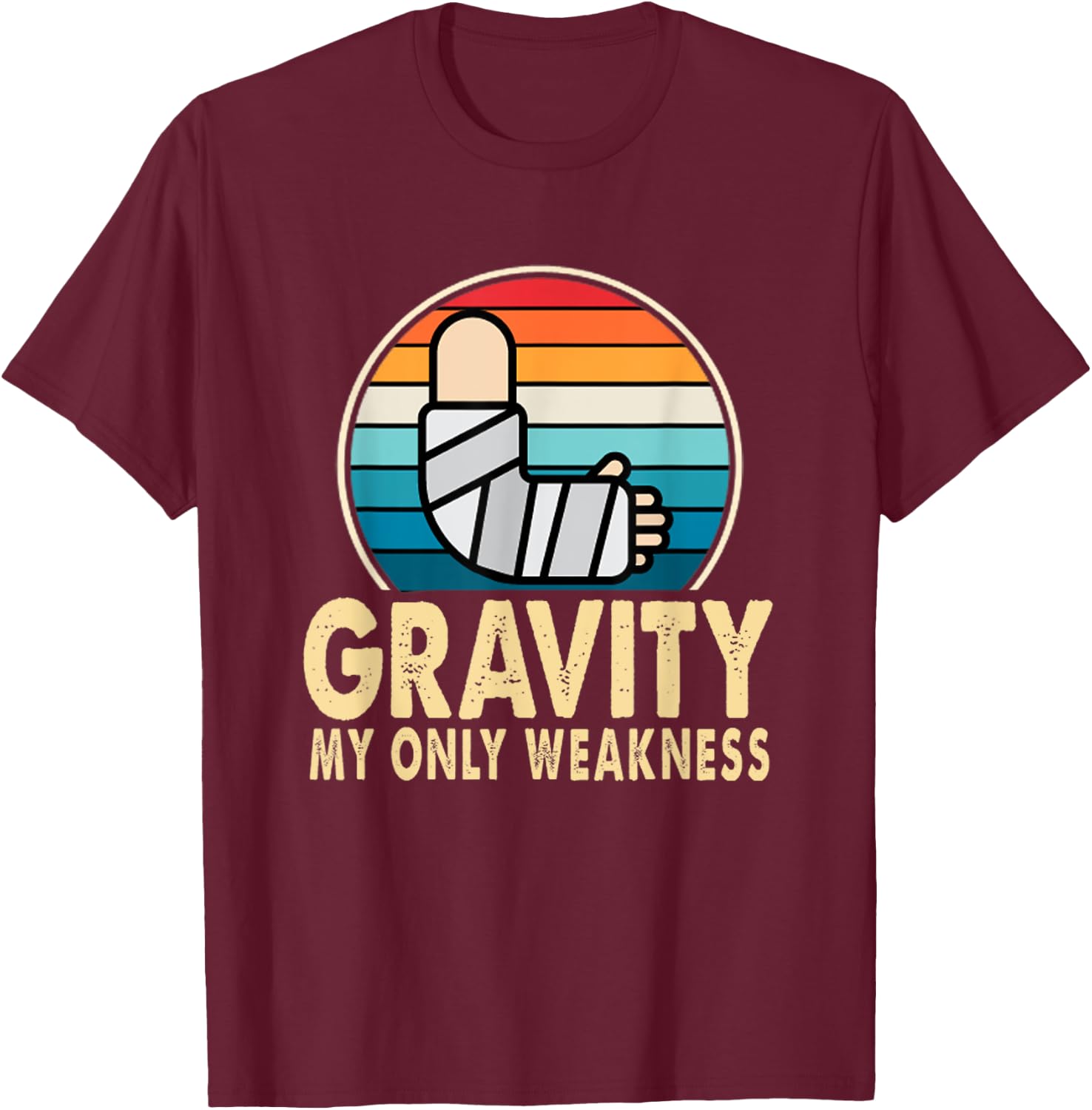 Broken Arm Injured Hand Wrist Elbow Get Well Soon Gift T-Shirt - T-Shirt | Maroon